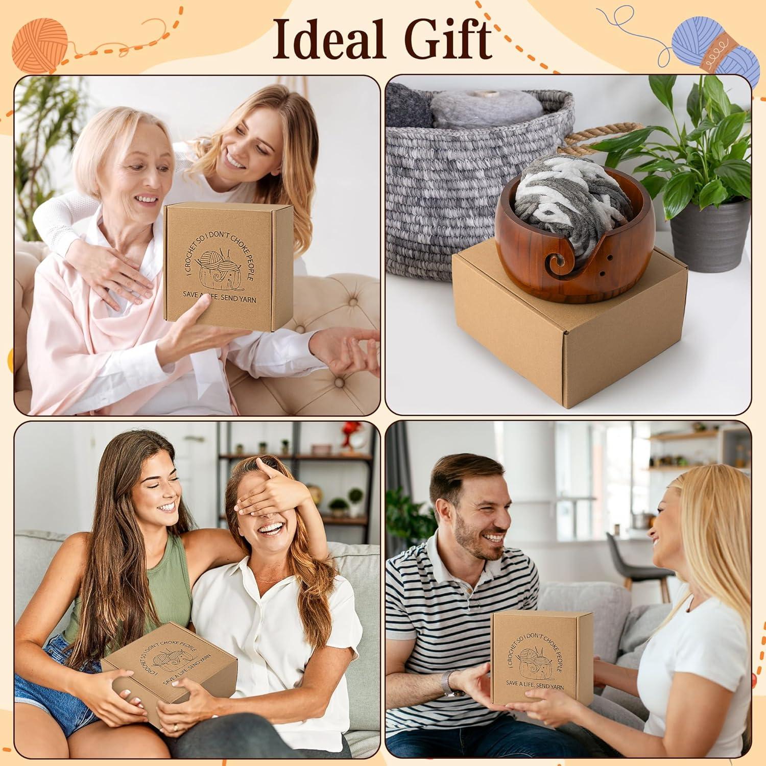 Conjunto de Soporte para Ovillos de Hilo WATINC - Cuenco de Madera con 9 Ganchos y Marcadores