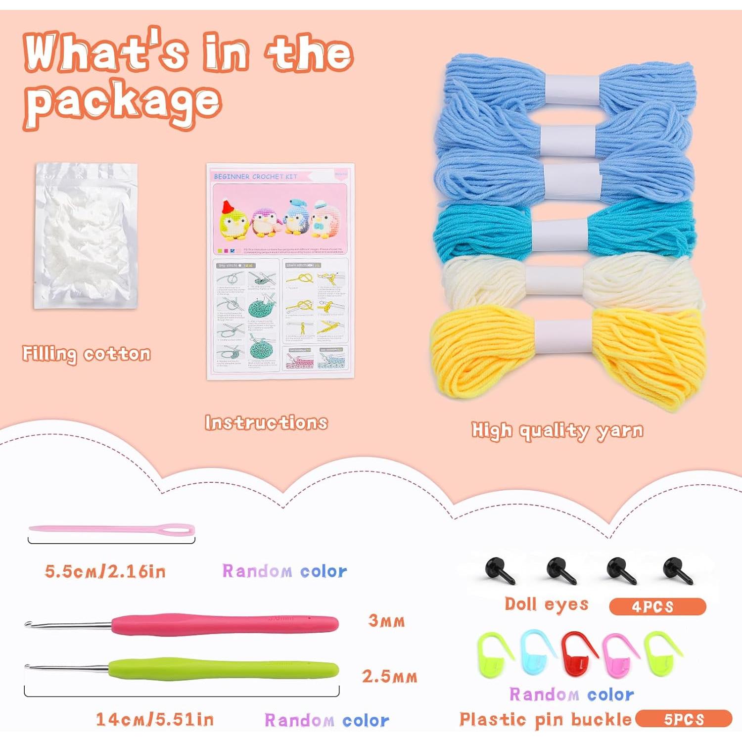 Kit de Crochet IMZAY para Principiantes - Pingüino Azul