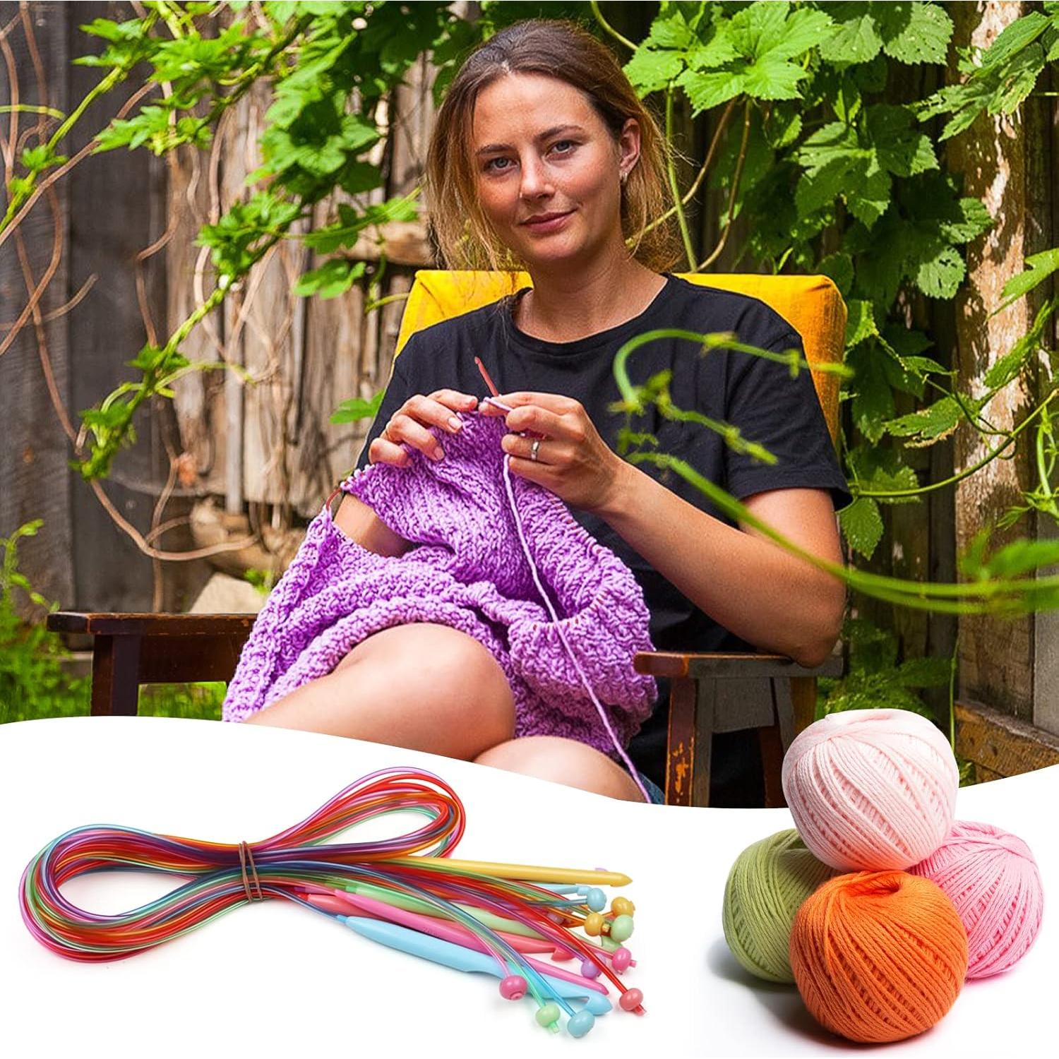 Juego de Agujas de Crochet Tunecino Aeelike 12 Piezas 3.5-12mm