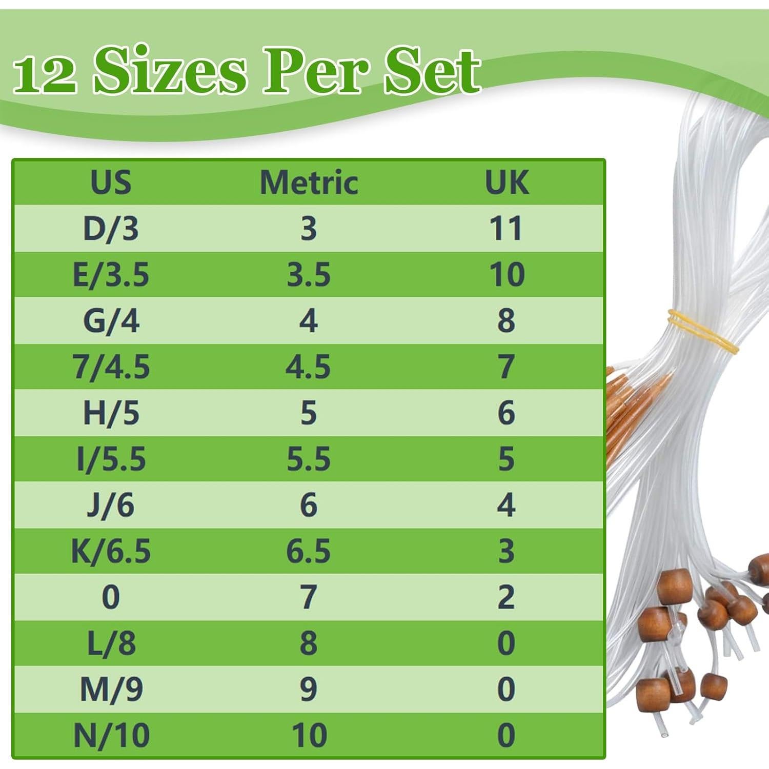 Juego de Ganchillos Tunecinos Afganos Poweka 12 Tamaños 3mm a 10mm