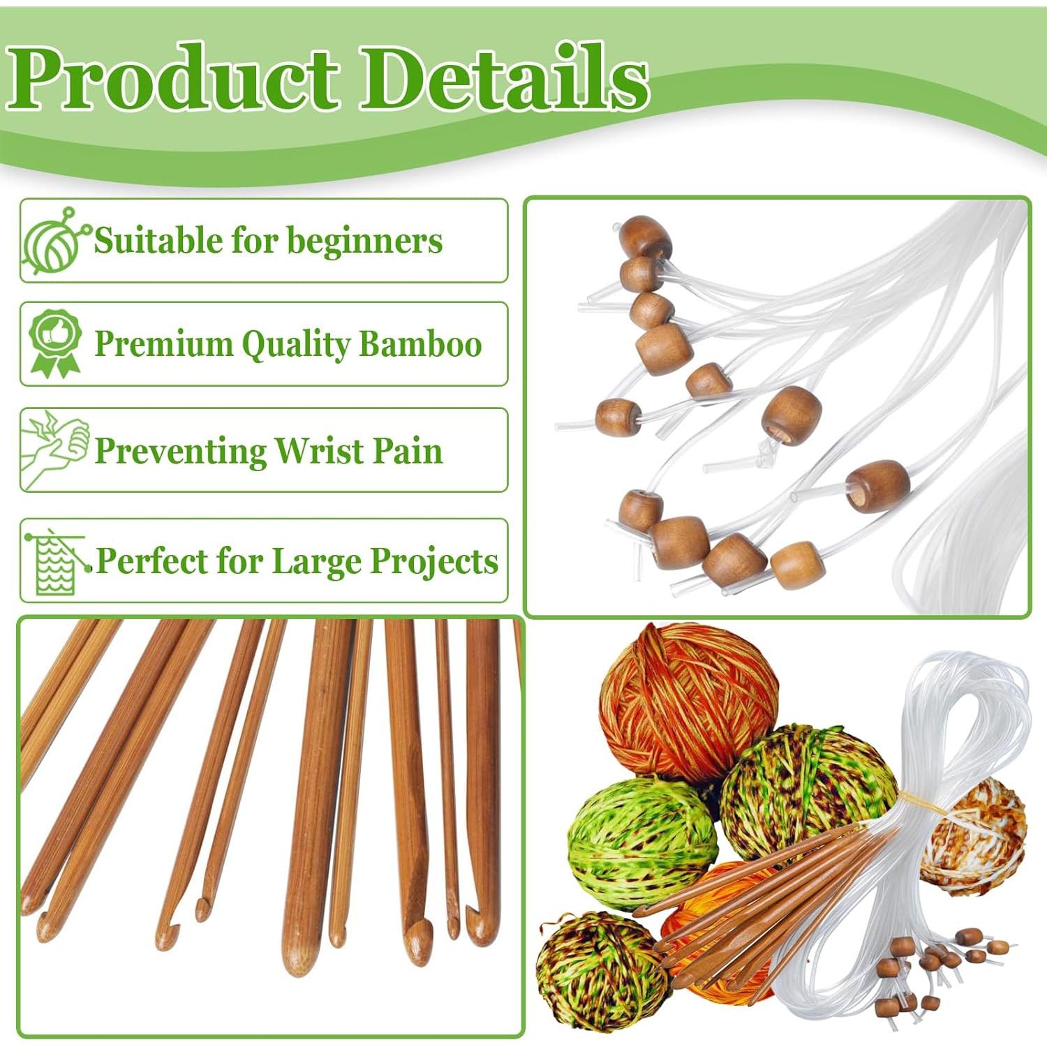 Juego de Ganchillos Tunecinos Afganos Poweka 12 Tamaños 3mm a 10mm