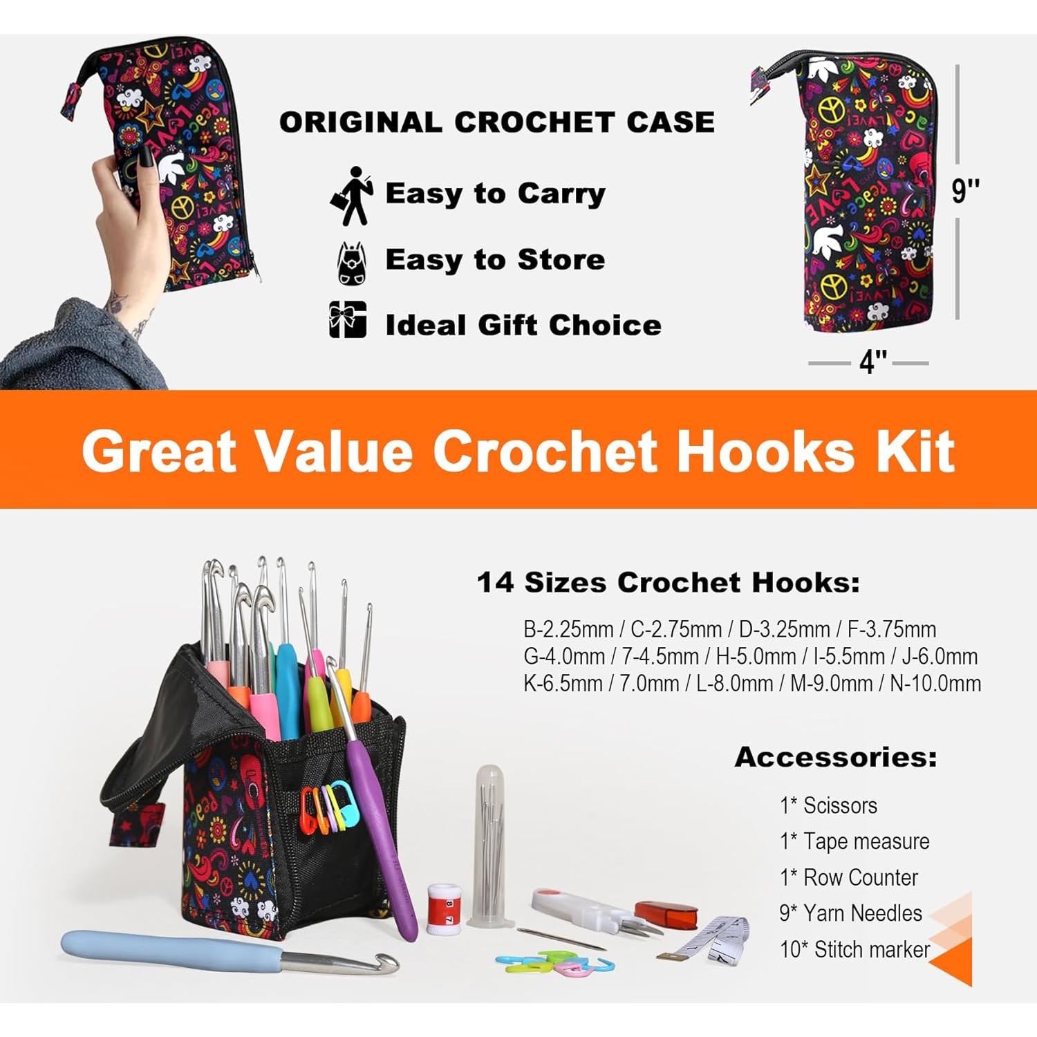 Set de Ganchillos Ergonómicos YOJOB 14 Tamaños 2.25mm a 10mm