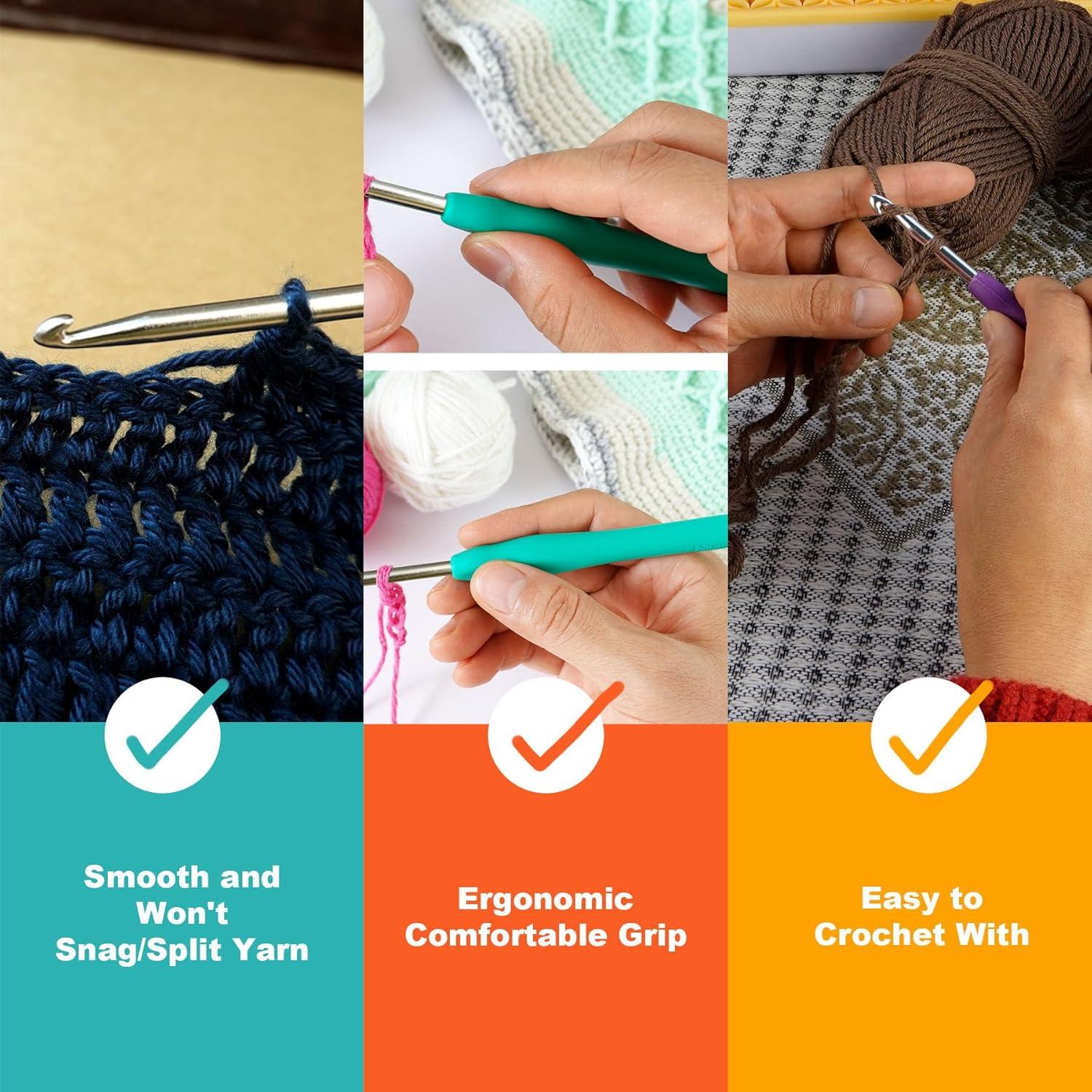 Set de Ganchillos Ergonómicos YOJOB 14 Tamaños 2.25mm a 10mm