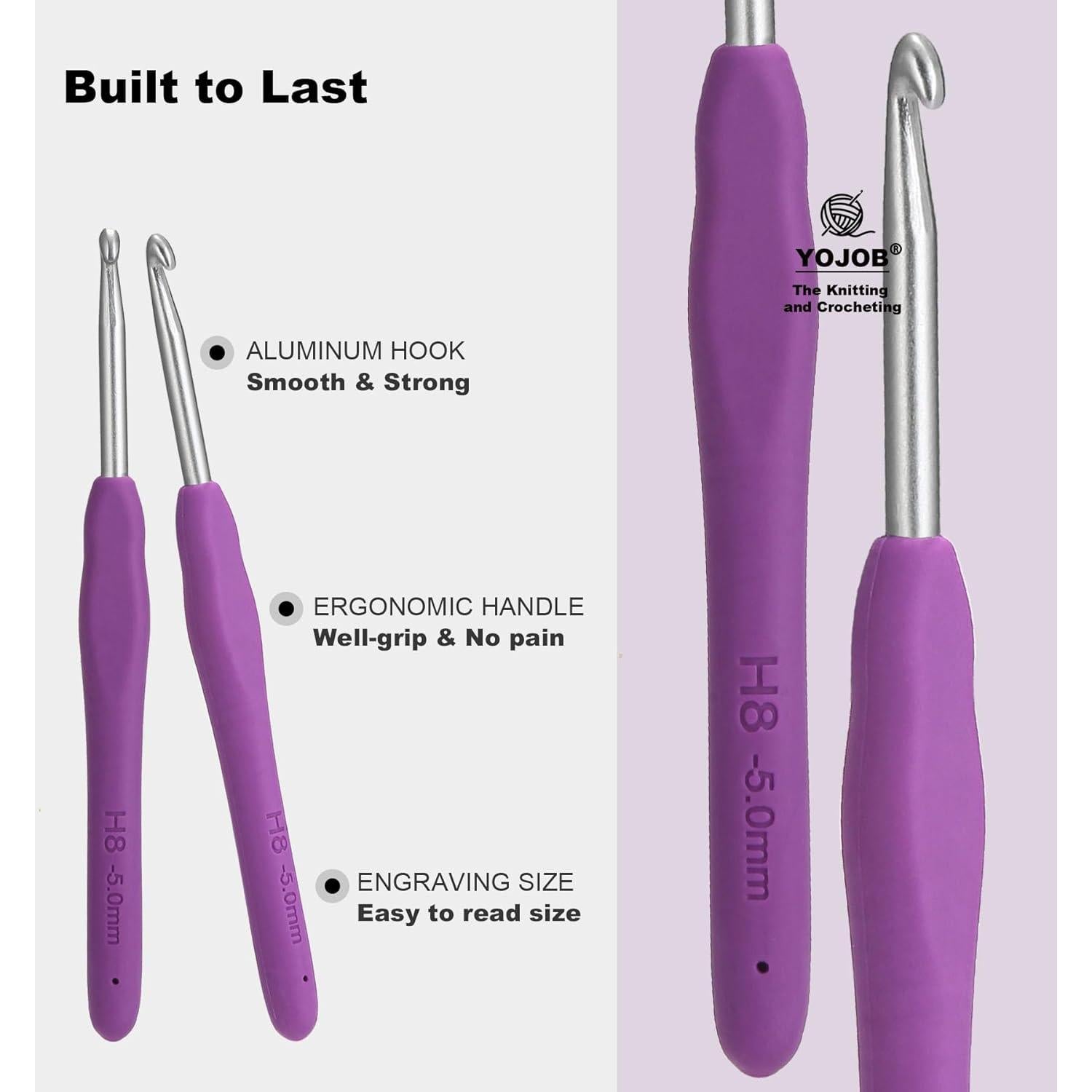 Set de Ganchillos Ergonómicos YOJOB 14 Tamaños 2.25mm a 10mm