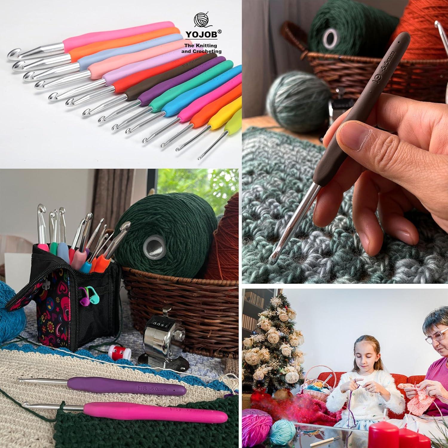 Set de Ganchillos Ergonómicos YOJOB 14 Tamaños 2.25mm a 10mm