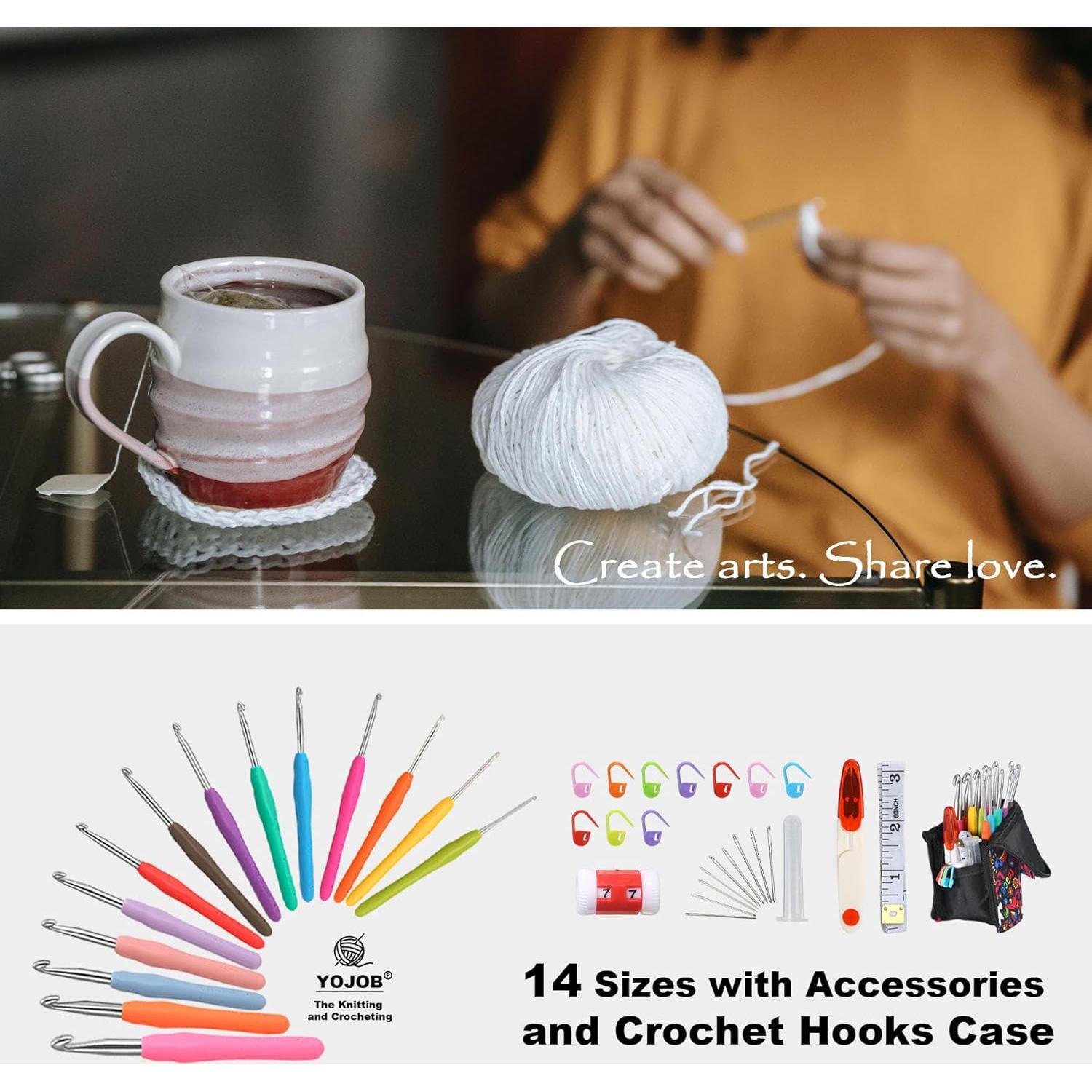 Set de Ganchillos Ergonómicos YOJOB 14 Tamaños 2.25mm a 10mm