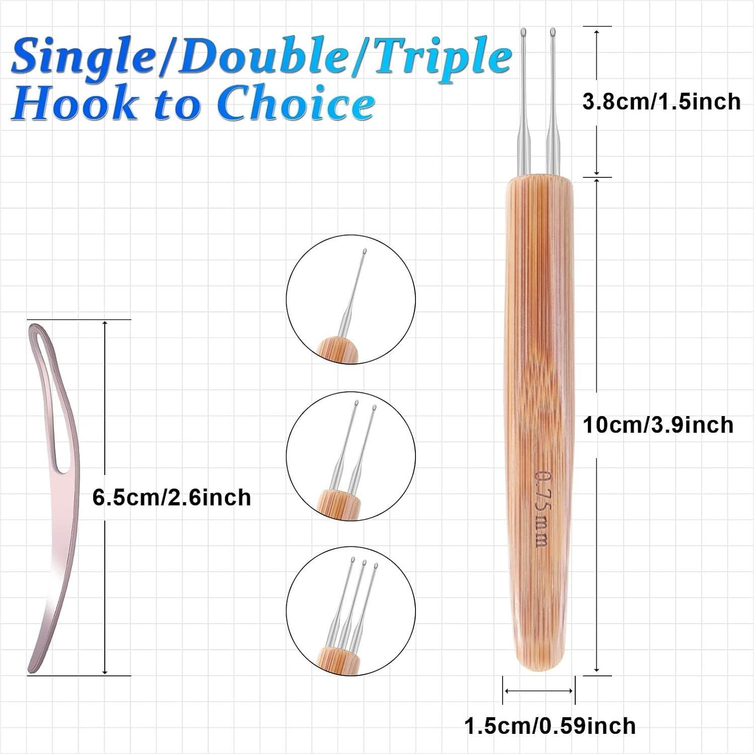 Set de 6 Ganchos de Crochet AGBOLO para Dreadlocks 0.75mm