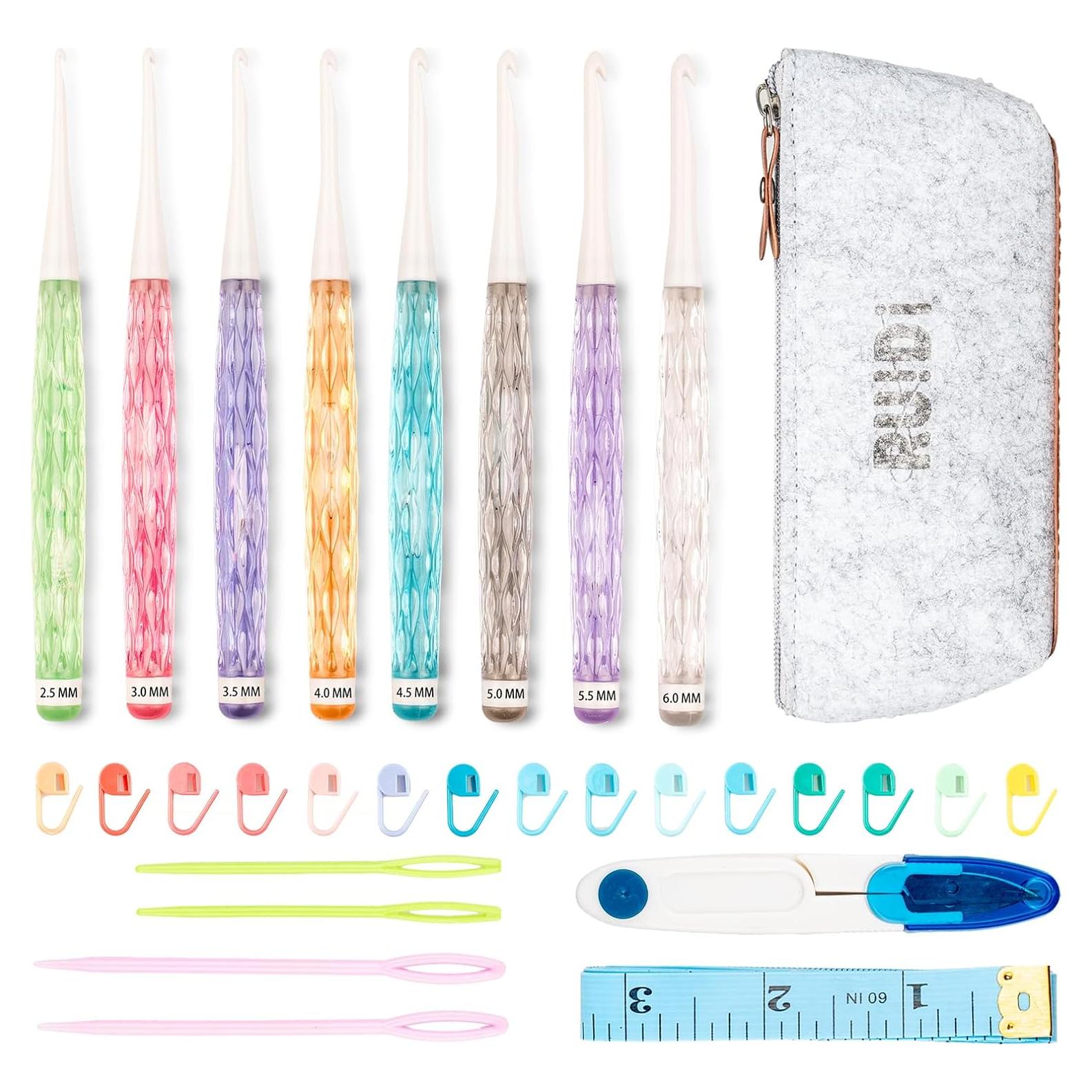 Juego de Ganchillos RUIDI 8 Piezas Ergonomicos con Mango de Plástico