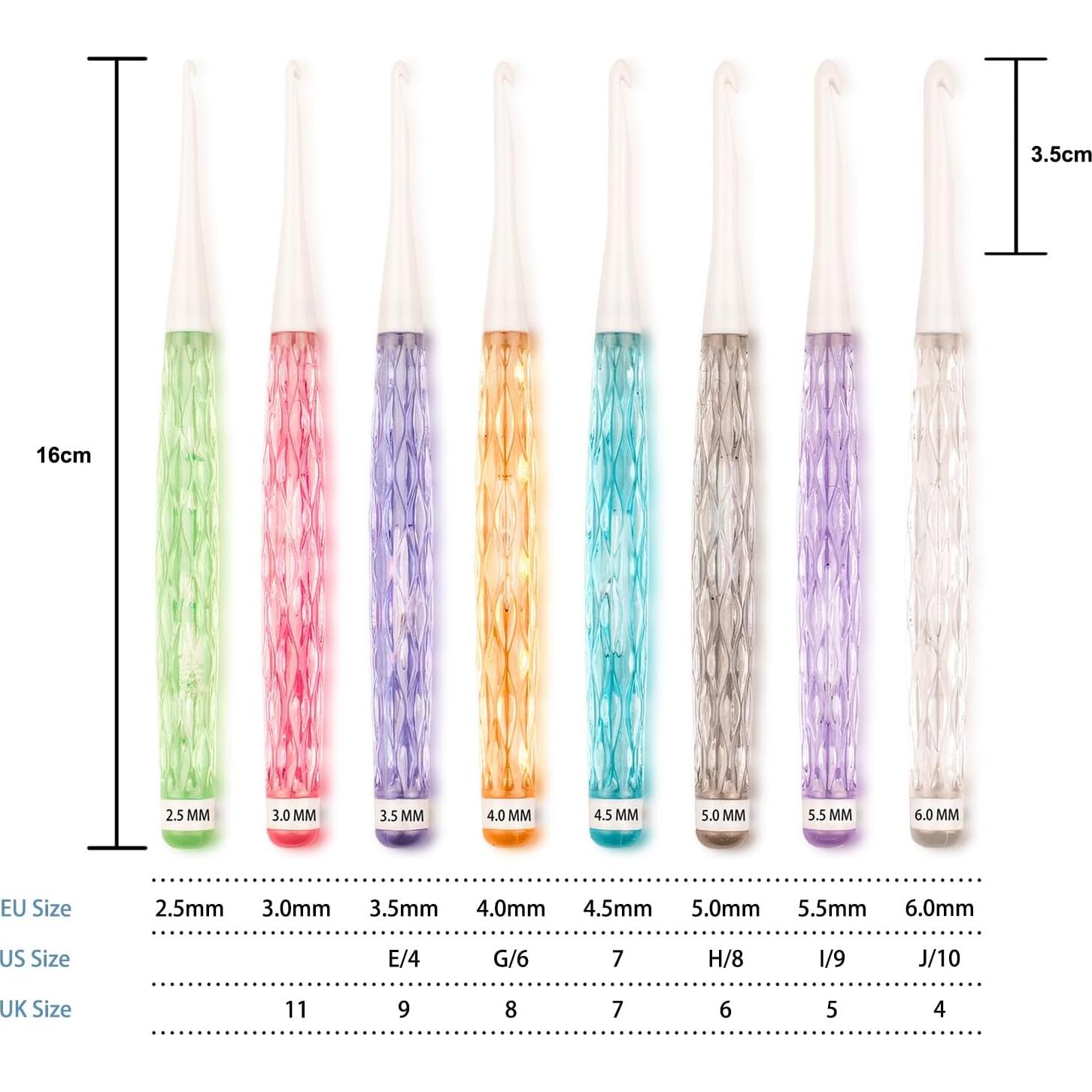 Juego de Ganchillos RUIDI 8 Piezas Ergonomicos con Mango de Plástico