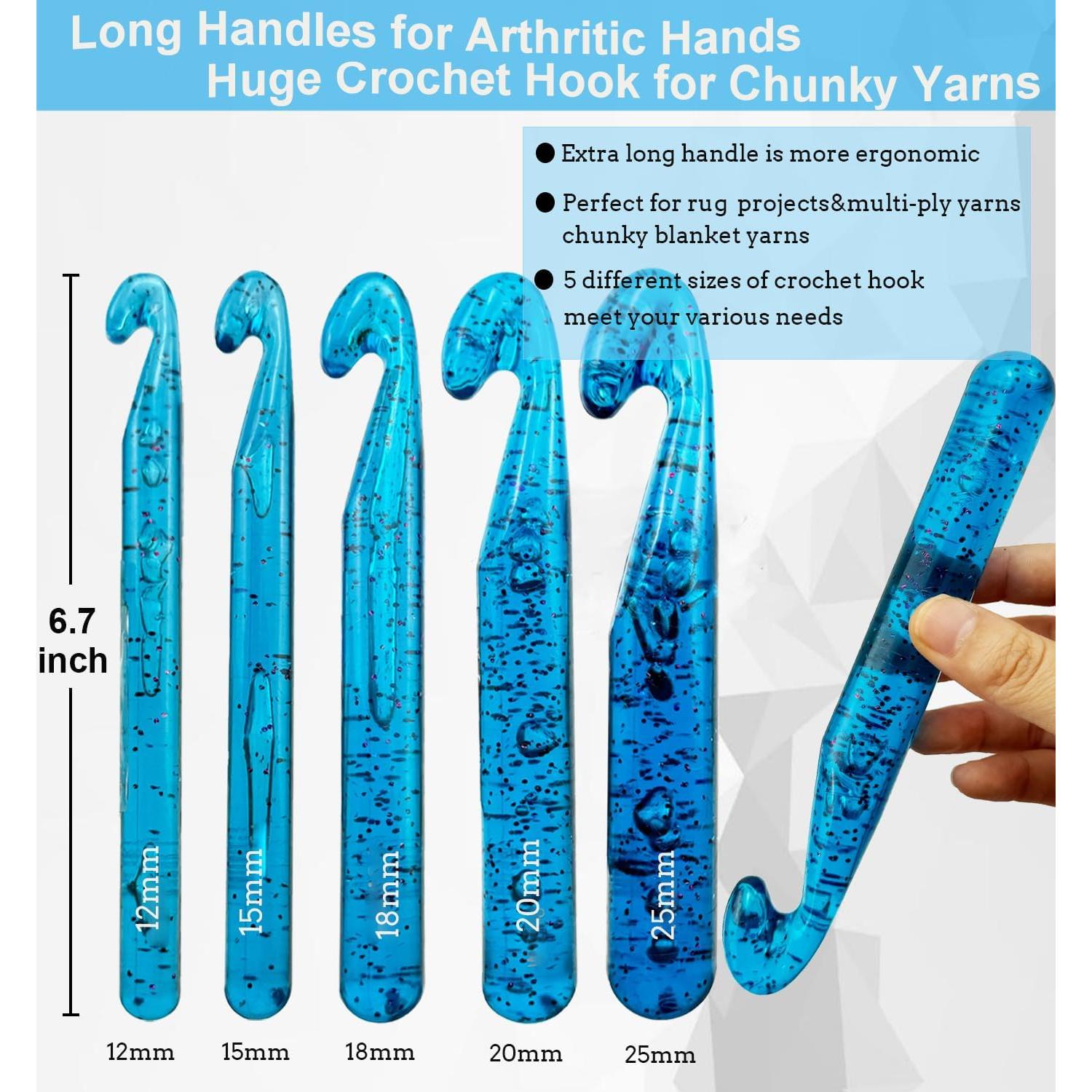 Juego de Ganchos de Crochet Grandes Weabetfu 24PCS 12-25mm