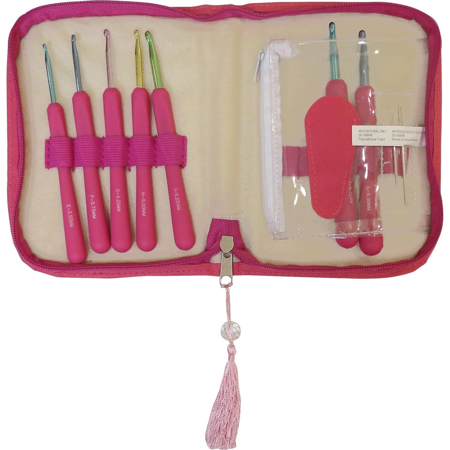 Juego de Agujas de Ganchillo Boye Ergonómico Rosa 7 Piezas
