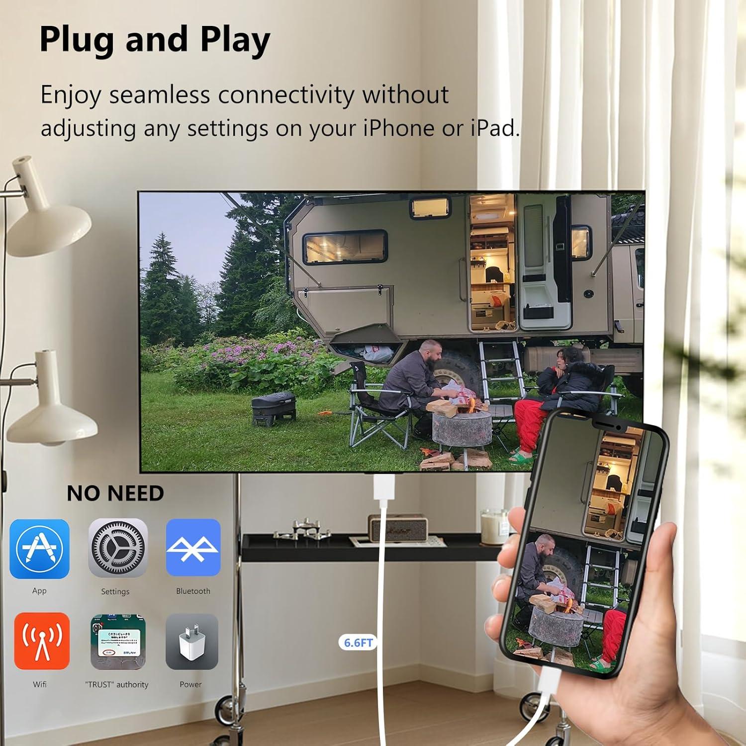 Cable Lightning a HDMI KikoSaka 2.01m 1080P Sin Retrasos