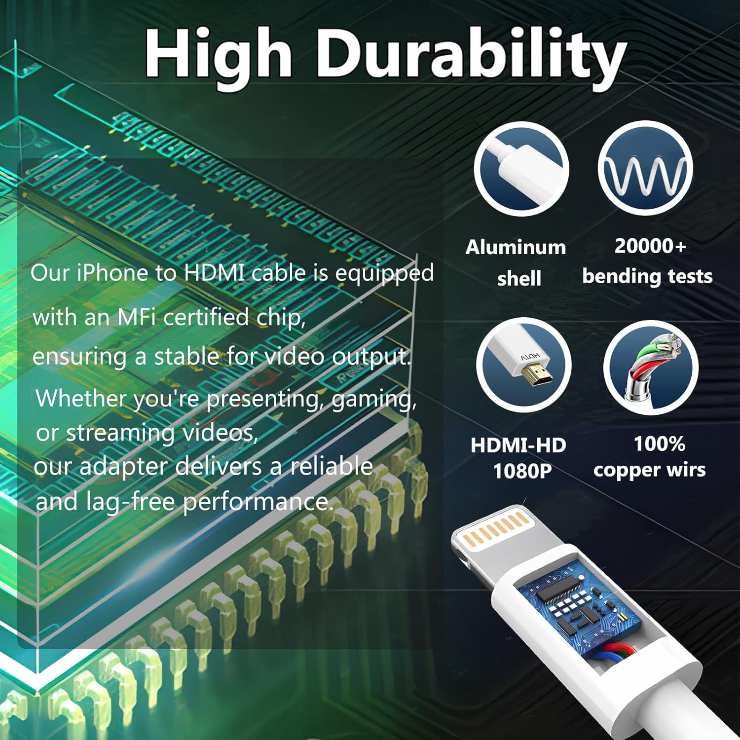 Cable Lightning a HDMI KikoSaka 2.01m 1080P Sin Retrasos