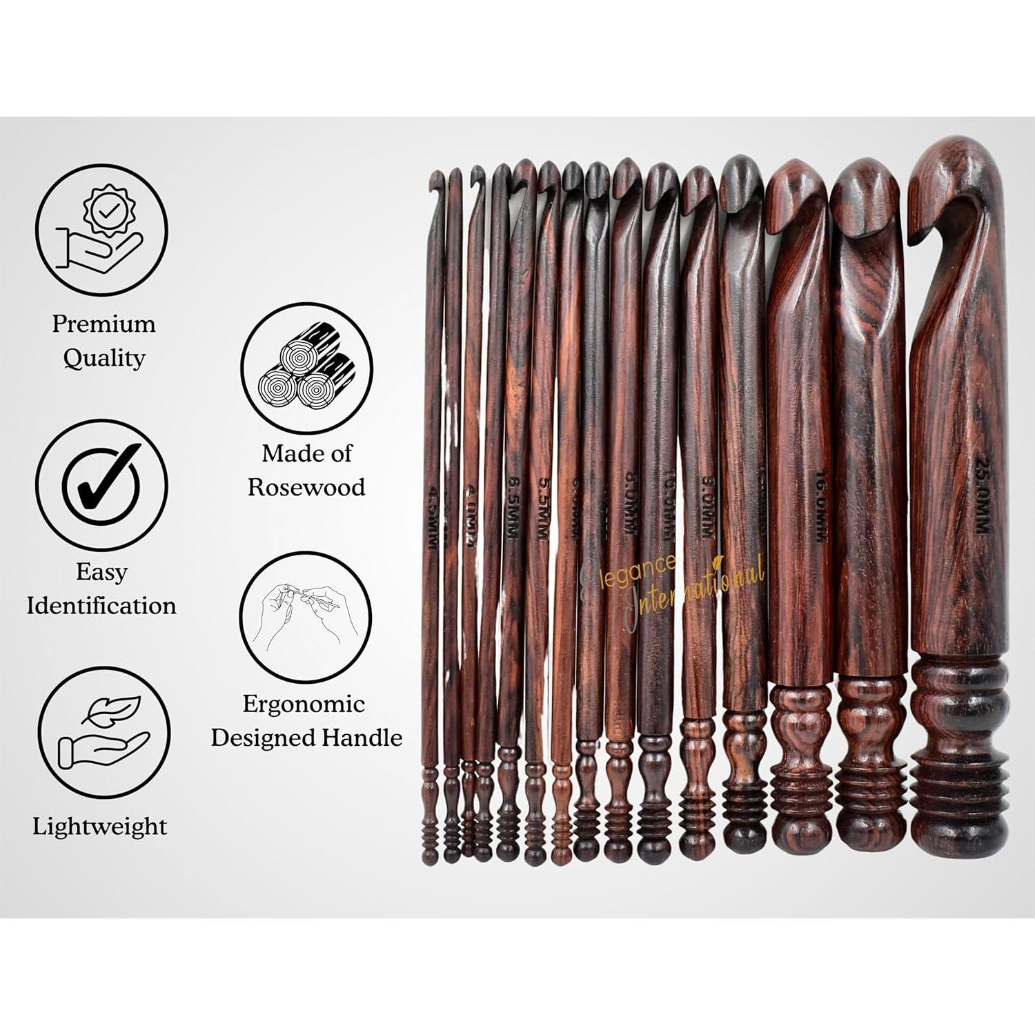 Juego de Ganchillos Ergonomicos Elegance - 15 Piezas 3.5 a 25mm