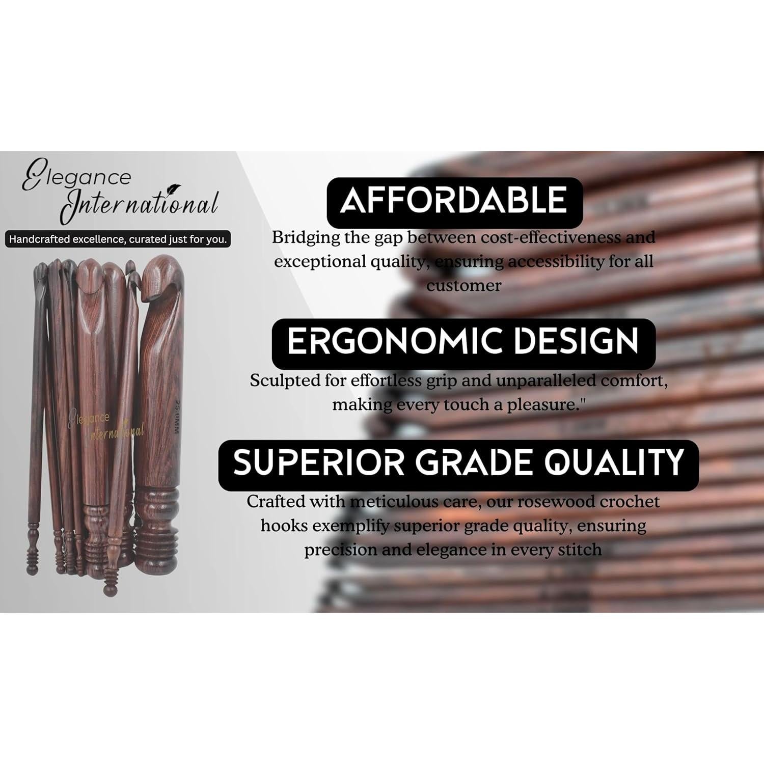 Juego de Ganchillos Ergonomicos Elegance - 15 Piezas 3.5 a 25mm