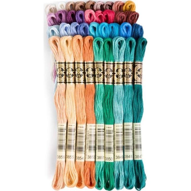 Colección de Hilos de Bordar DMC, 36 Madejas de Colores