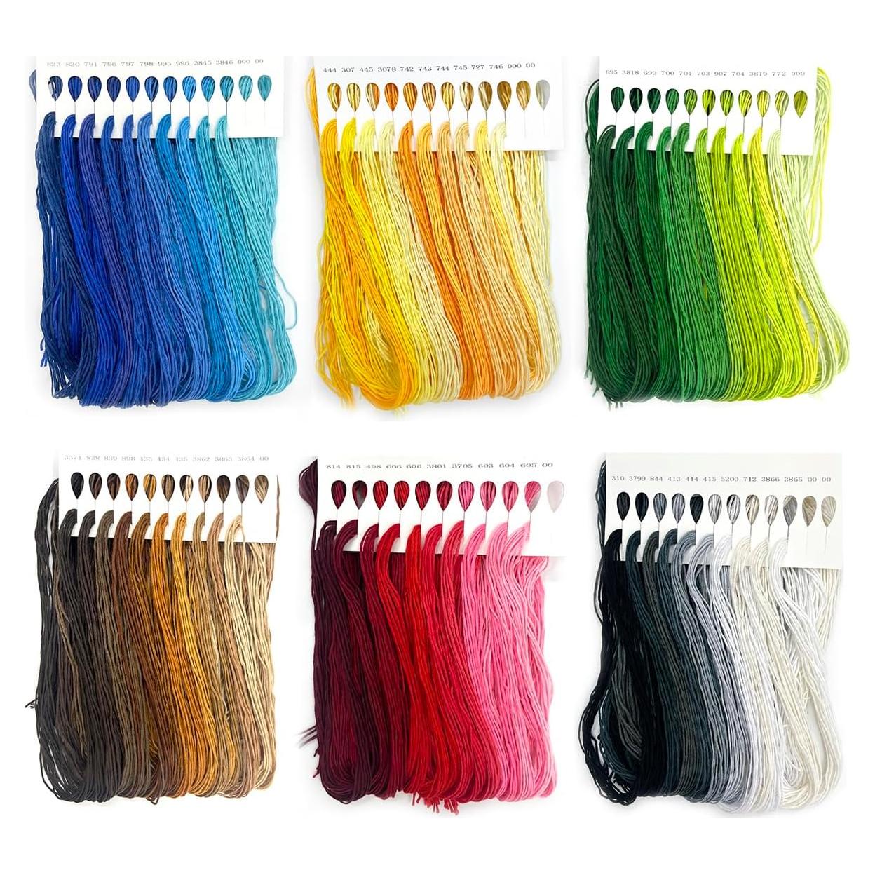 Juego de Hilos de Bordado Zhenqing 10 Colores 60 Madejas 1.2m