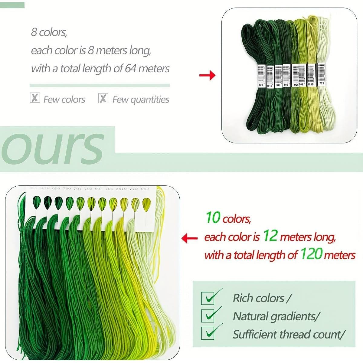 Juego de Hilos de Bordado Zhenqing 10 Colores 60 Madejas 1.2m