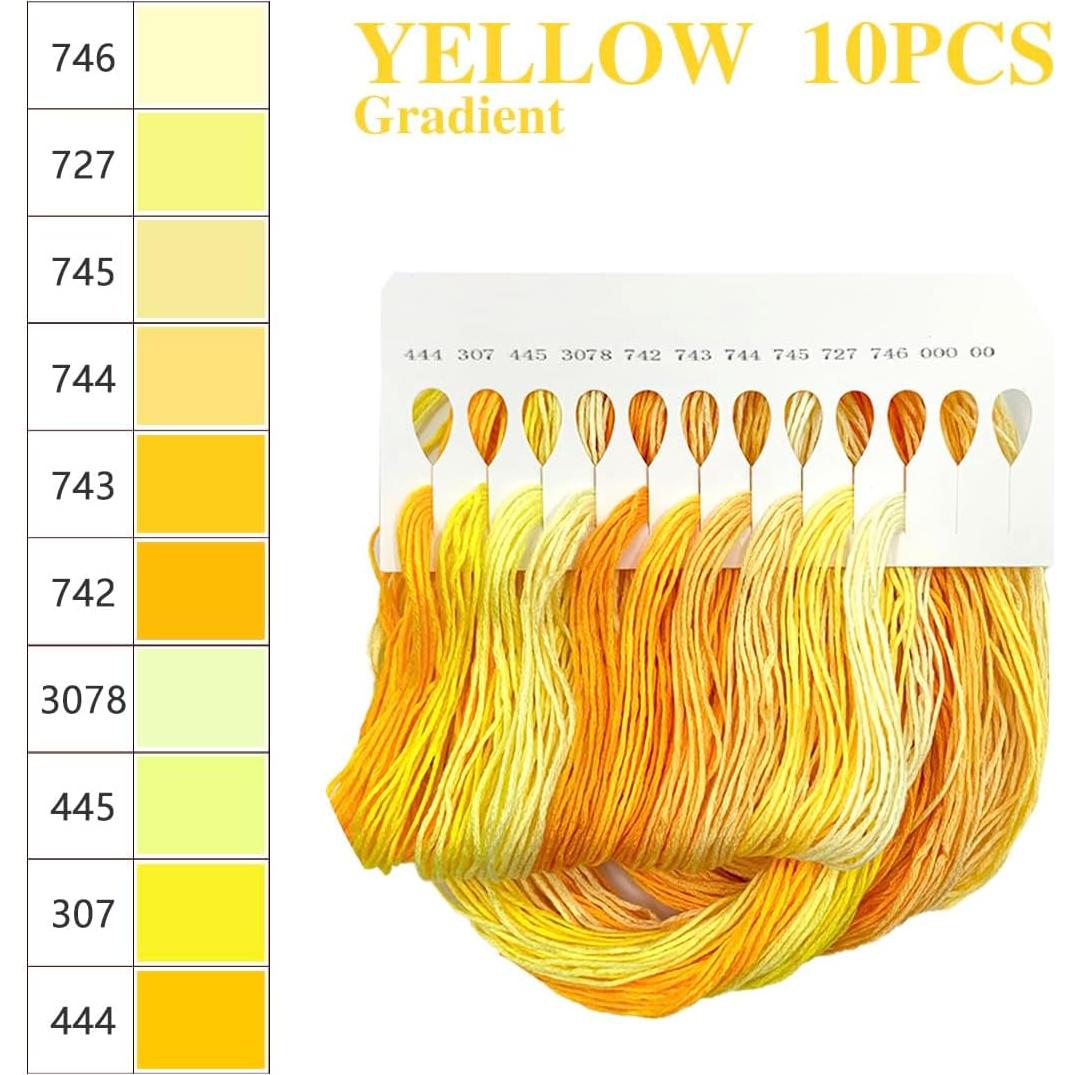 Juego de Hilos de Bordado Zhenqing 10 Colores 60 Madejas 1.2m