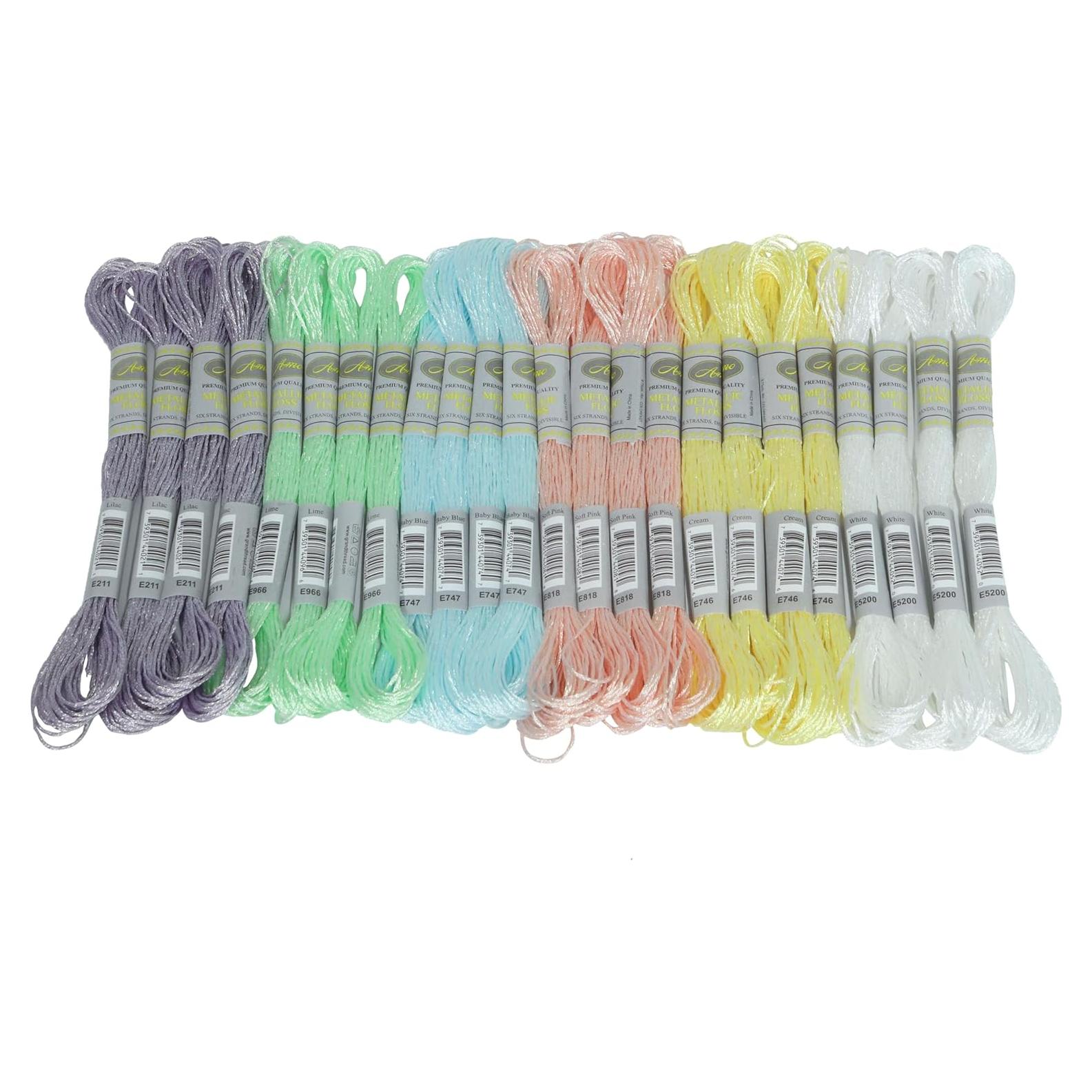 24 Madejas Hilo Bordado Metálico AMOHilos Color Perla 8m