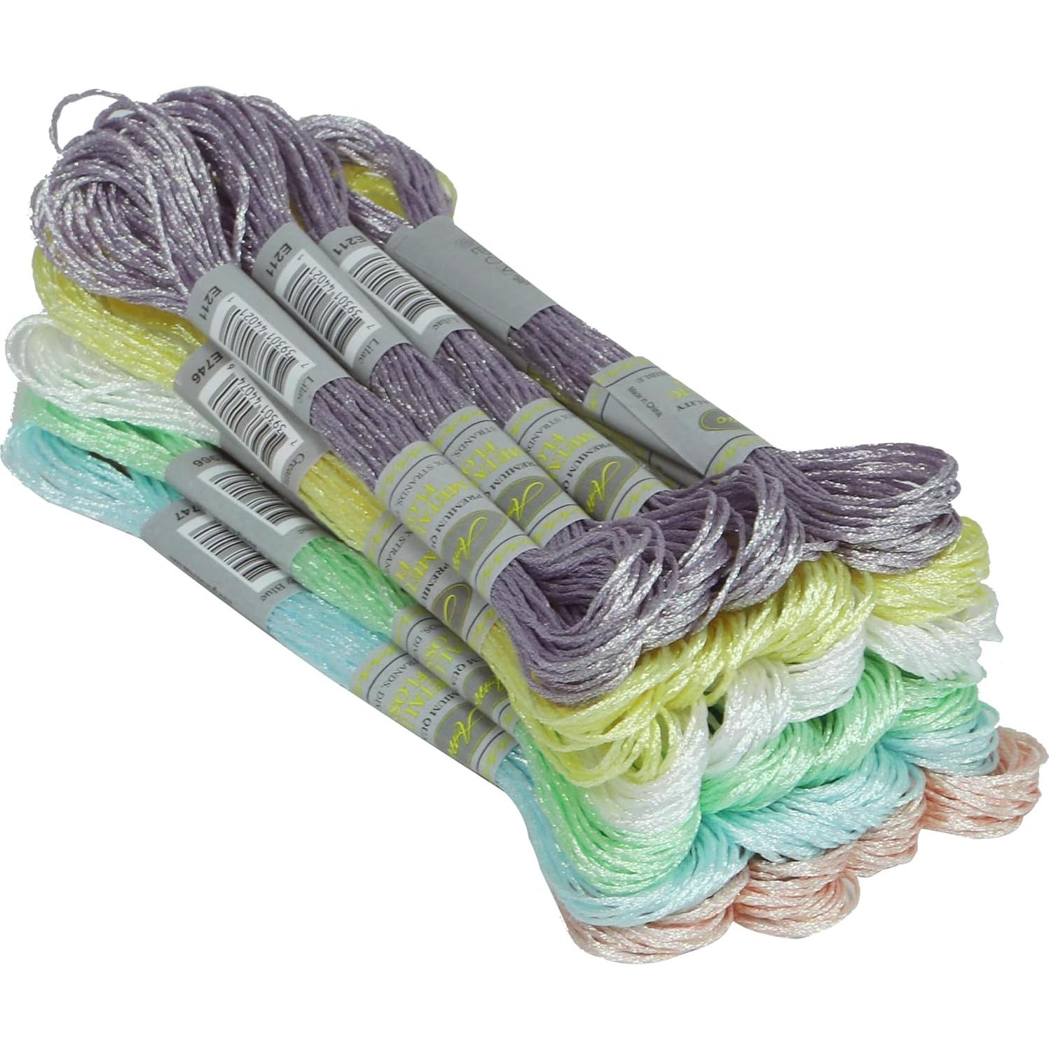 24 Madejas Hilo Bordado Metálico AMOHilos Color Perla 8m