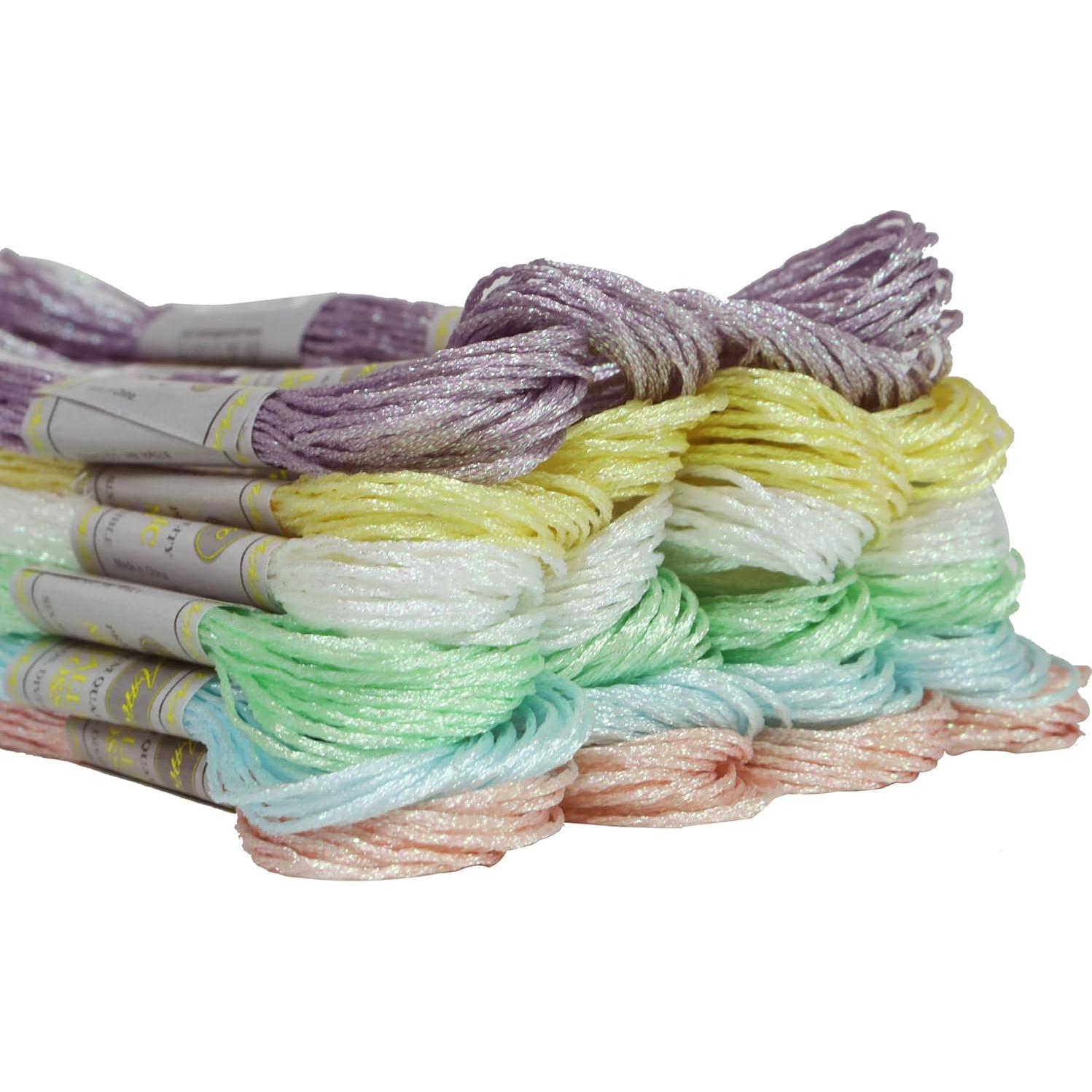 24 Madejas Hilo Bordado Metálico AMOHilos Color Perla 8m