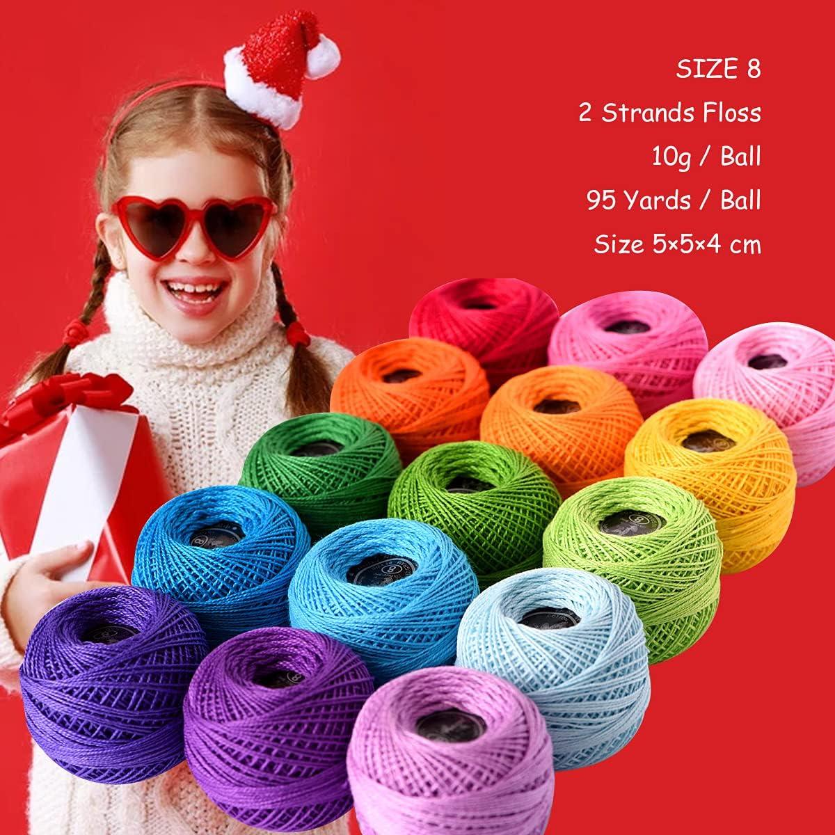 Set de 15 Bolas de Hilo de Algodón Mercerizado LE PAON Tamaño 8