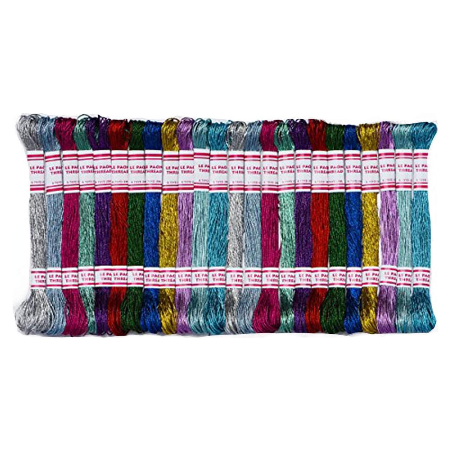 Conjunto de Hilos de Bordado Metálico LE PAON 24 Madejas 8m