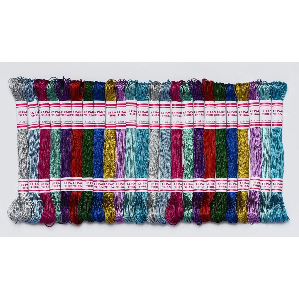 Conjunto de Hilos de Bordado Metálico LE PAON 24 Madejas 8m