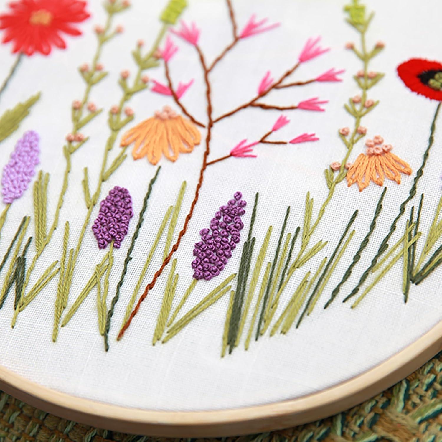 Kit de Bordado para Principiantes Maydear - Floral - Aro, Hilos, Tijeras