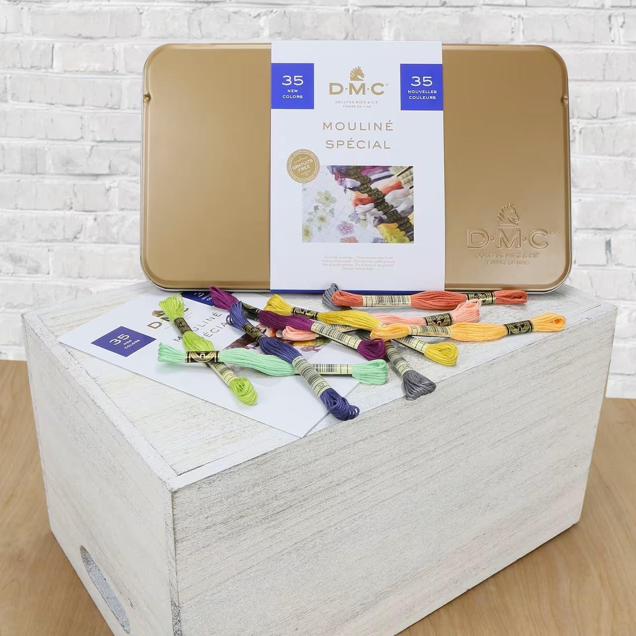 Lata de Hilos de Bordado DMC 35 Colores Algodón 7.95m