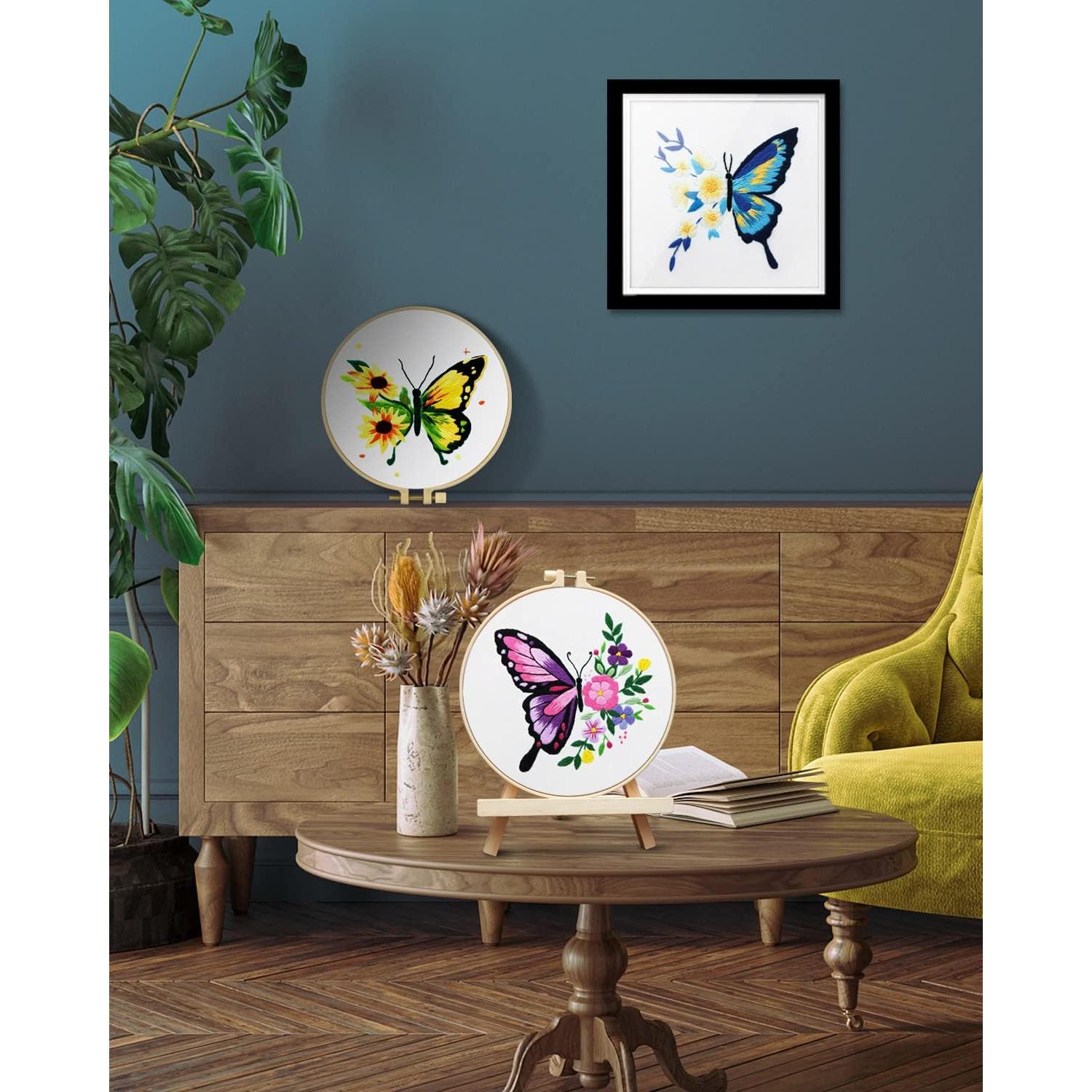 Kit de Bordado TINDTOP para Principiantes Adultos - Mariposa y Flor