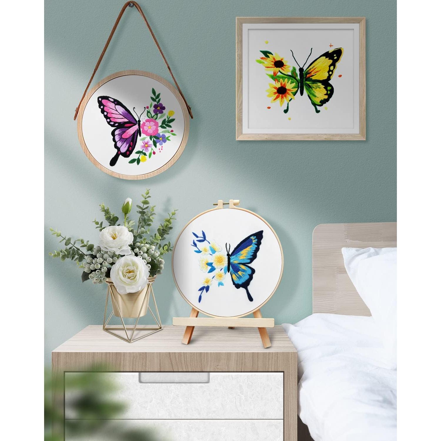 Kit de Bordado TINDTOP para Principiantes Adultos - Mariposa y Flor