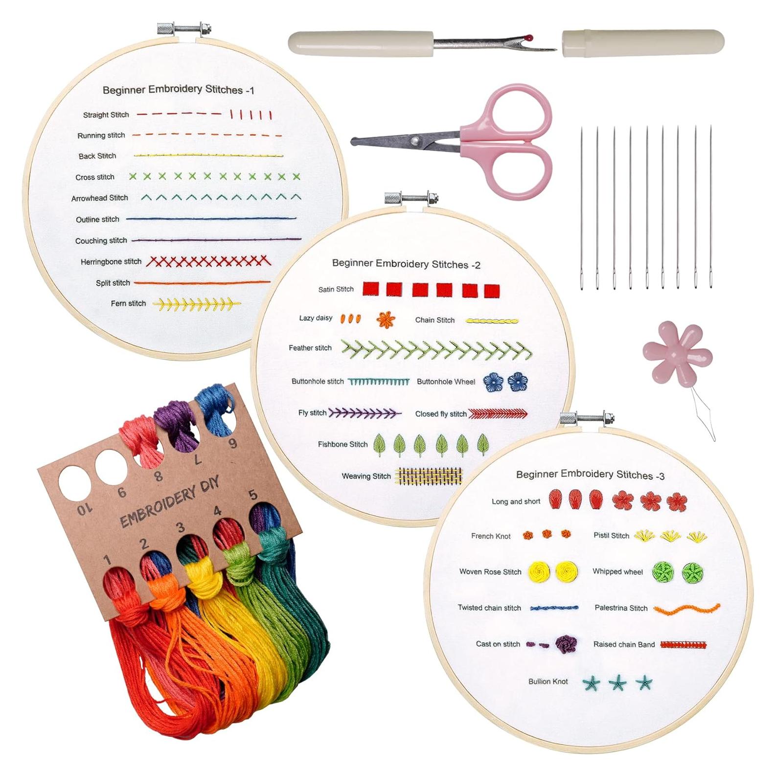 Kit de Bordado para Principiantes Bonroy - 13 Piezas, 30 Puntos