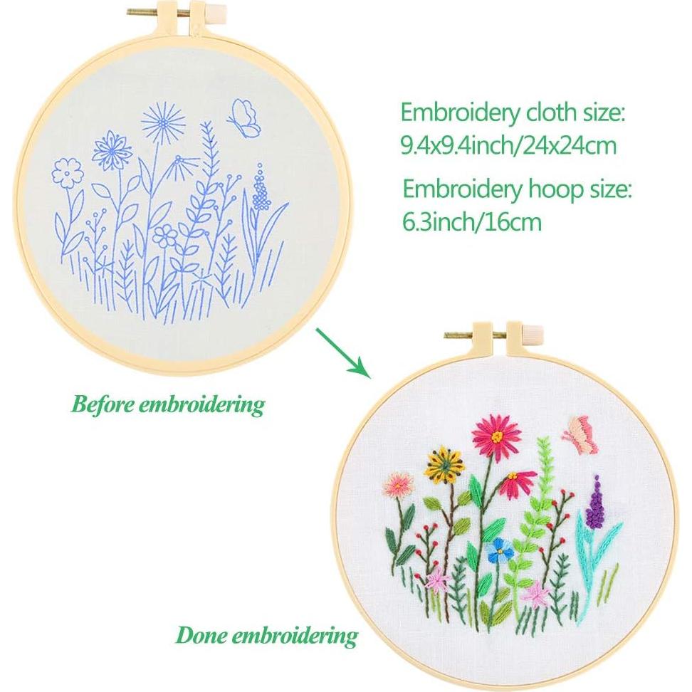 Kit de Punto de Cruz Caydo para Principiantes - 3 Patrones Florales