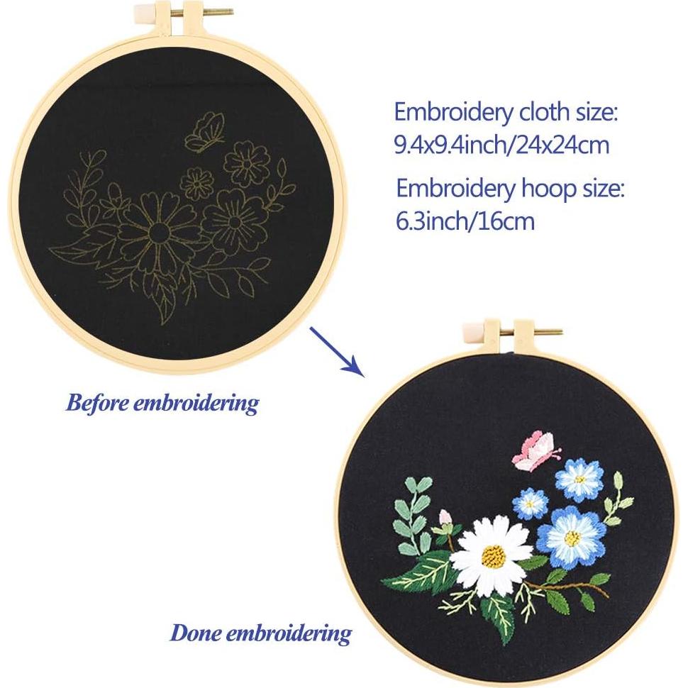 Kit de Punto de Cruz Caydo para Principiantes - 3 Patrones Florales