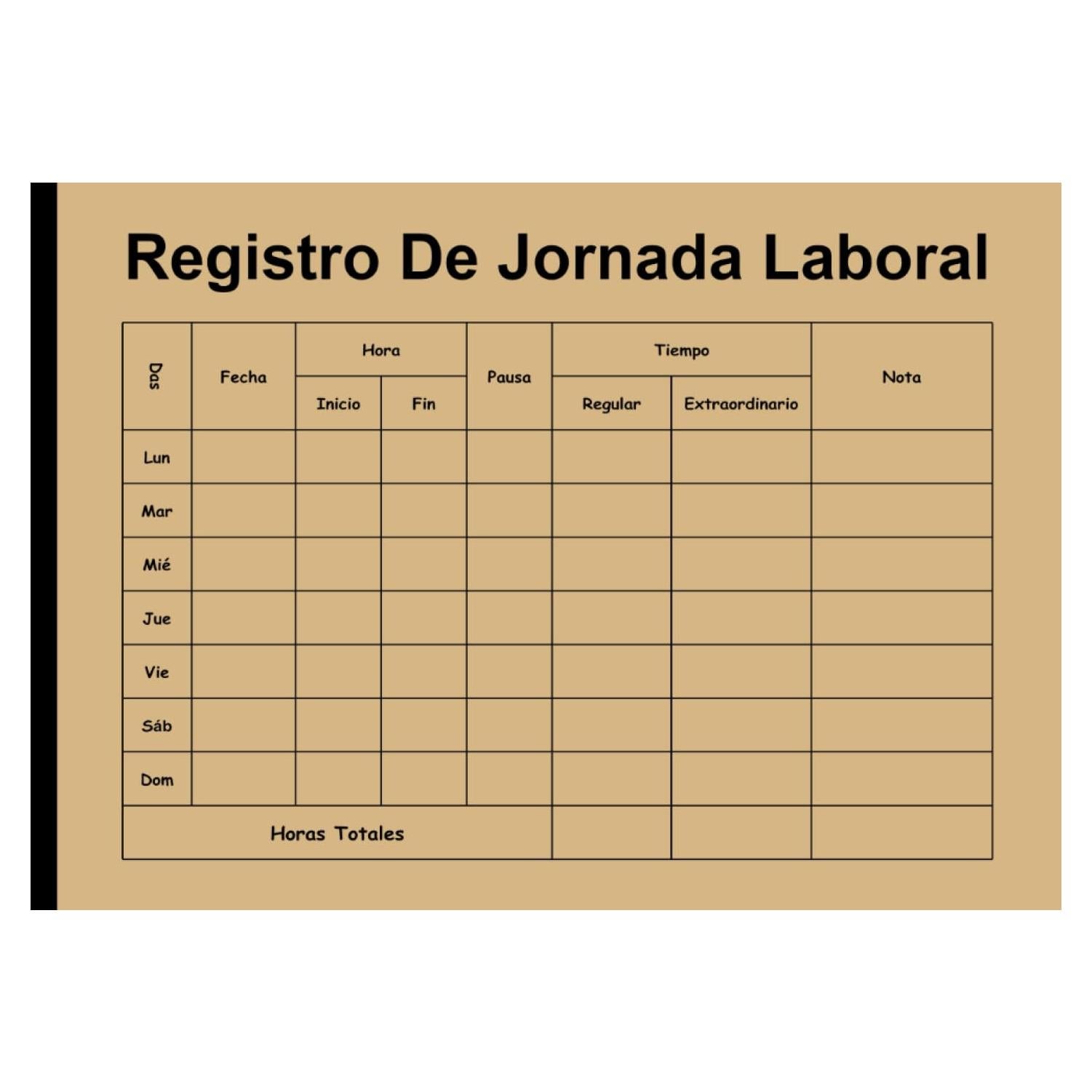 Registro de Jornada Laboral A5 - Cuaderno Semanal de Horas
