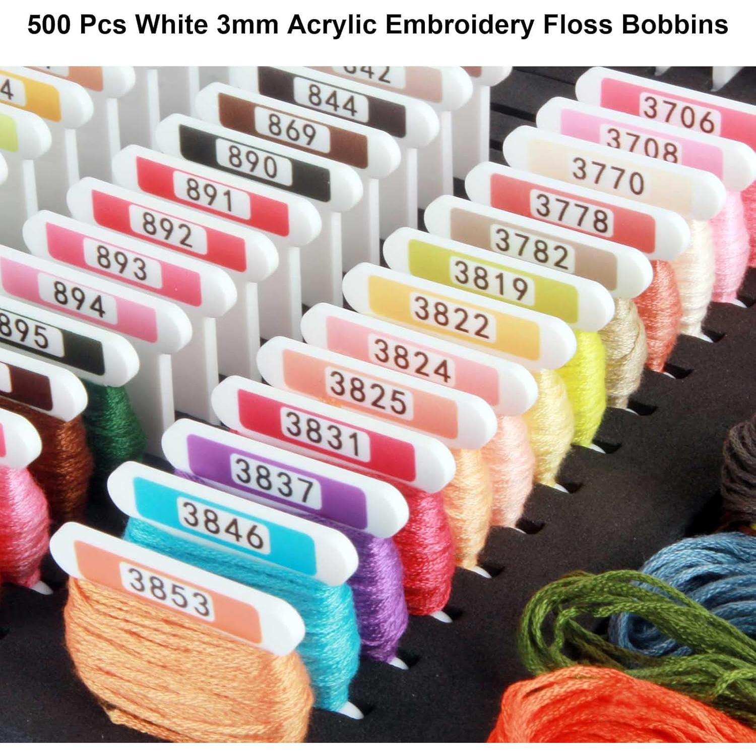 Bobinas de Hilo de Bordado Acrílico Hamtery 100 Pcs 3mm