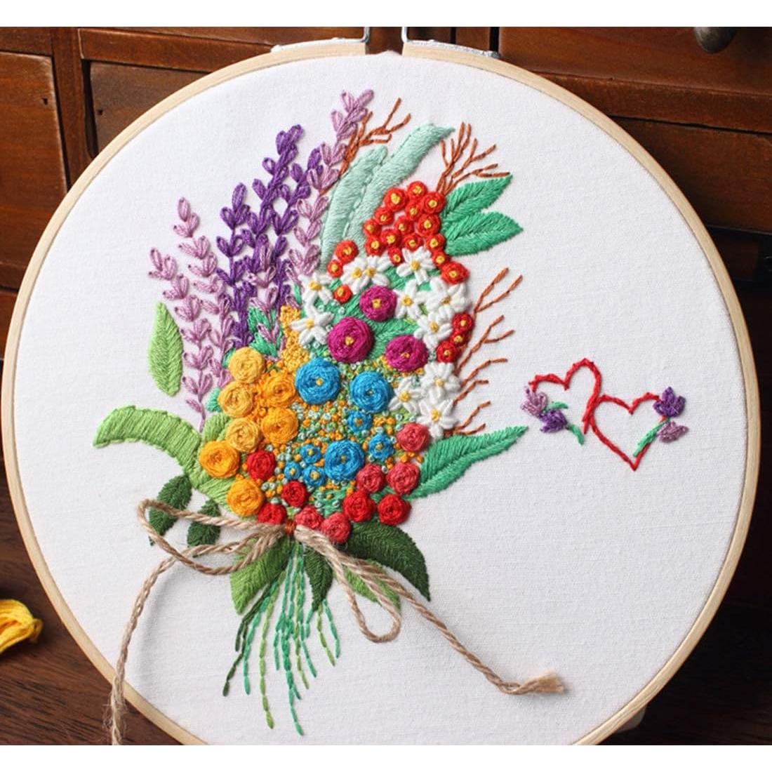 Kit de Bordado Estampado Konrisa Floral 30x30 cm 2 Piezas