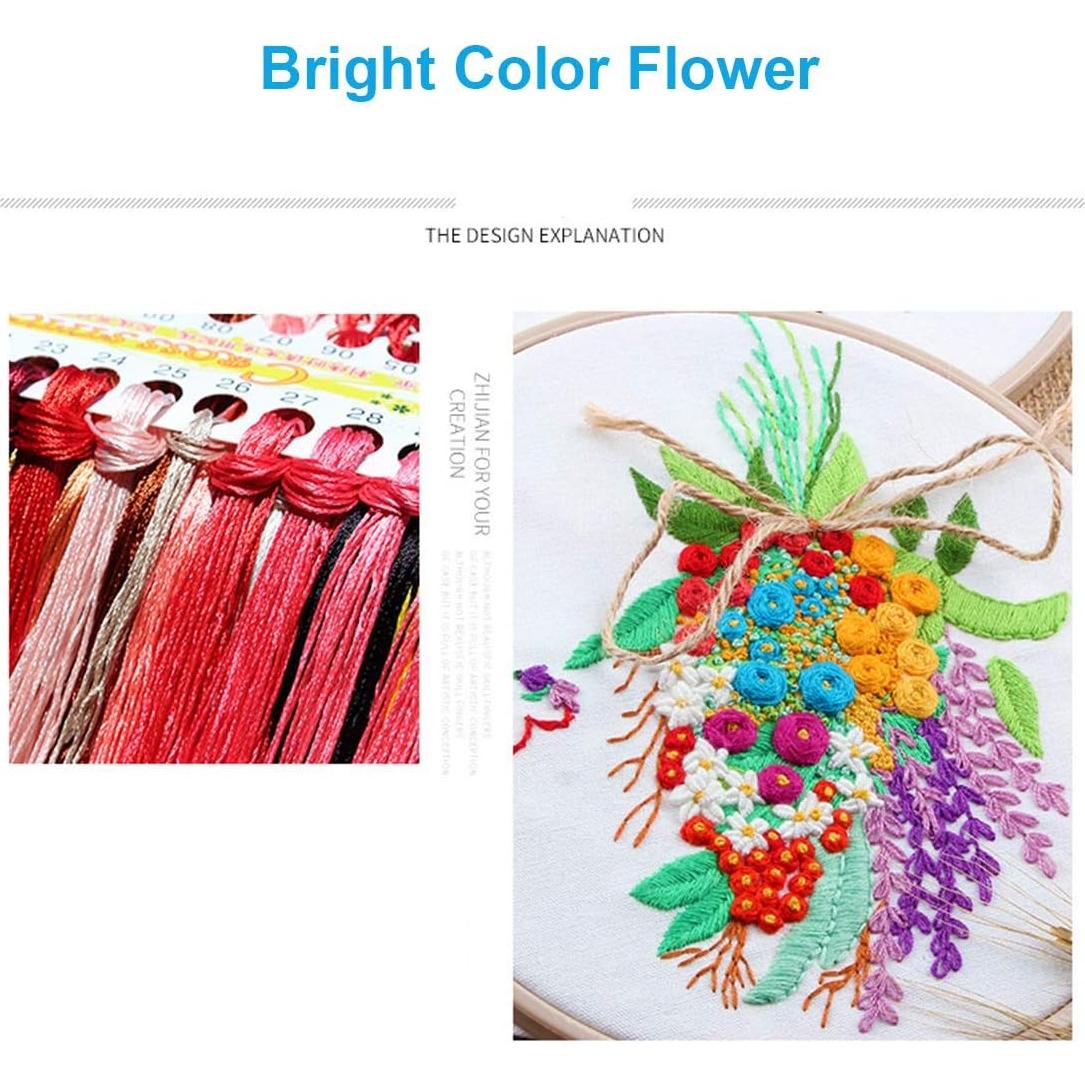 Kit de Bordado Estampado Konrisa Floral 30x30 cm 2 Piezas