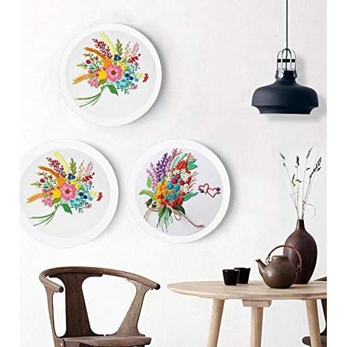 Kit de Bordado Estampado Konrisa Floral 30x30 cm 2 Piezas