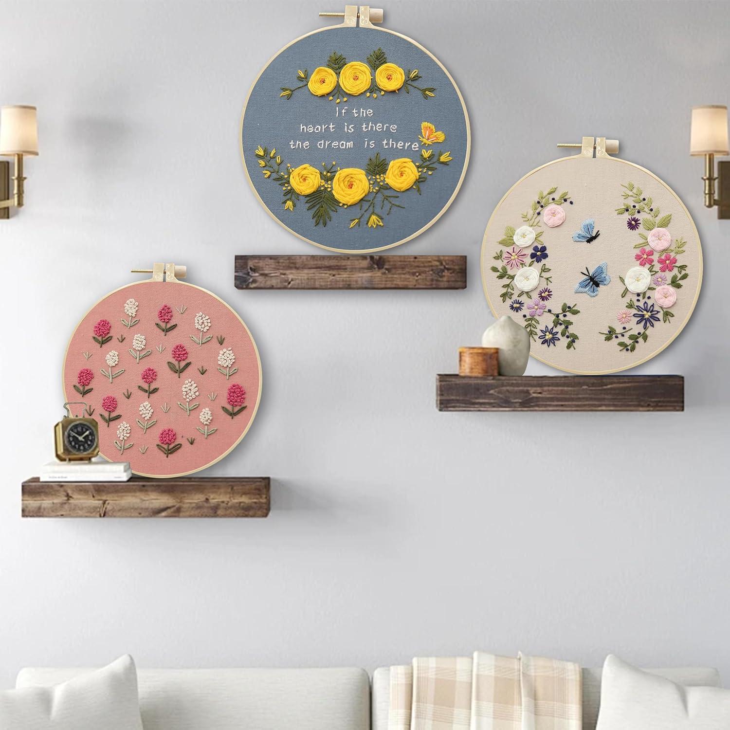 Kit de Bordado Maydear para Principiantes - 3 Paquetes con Aro