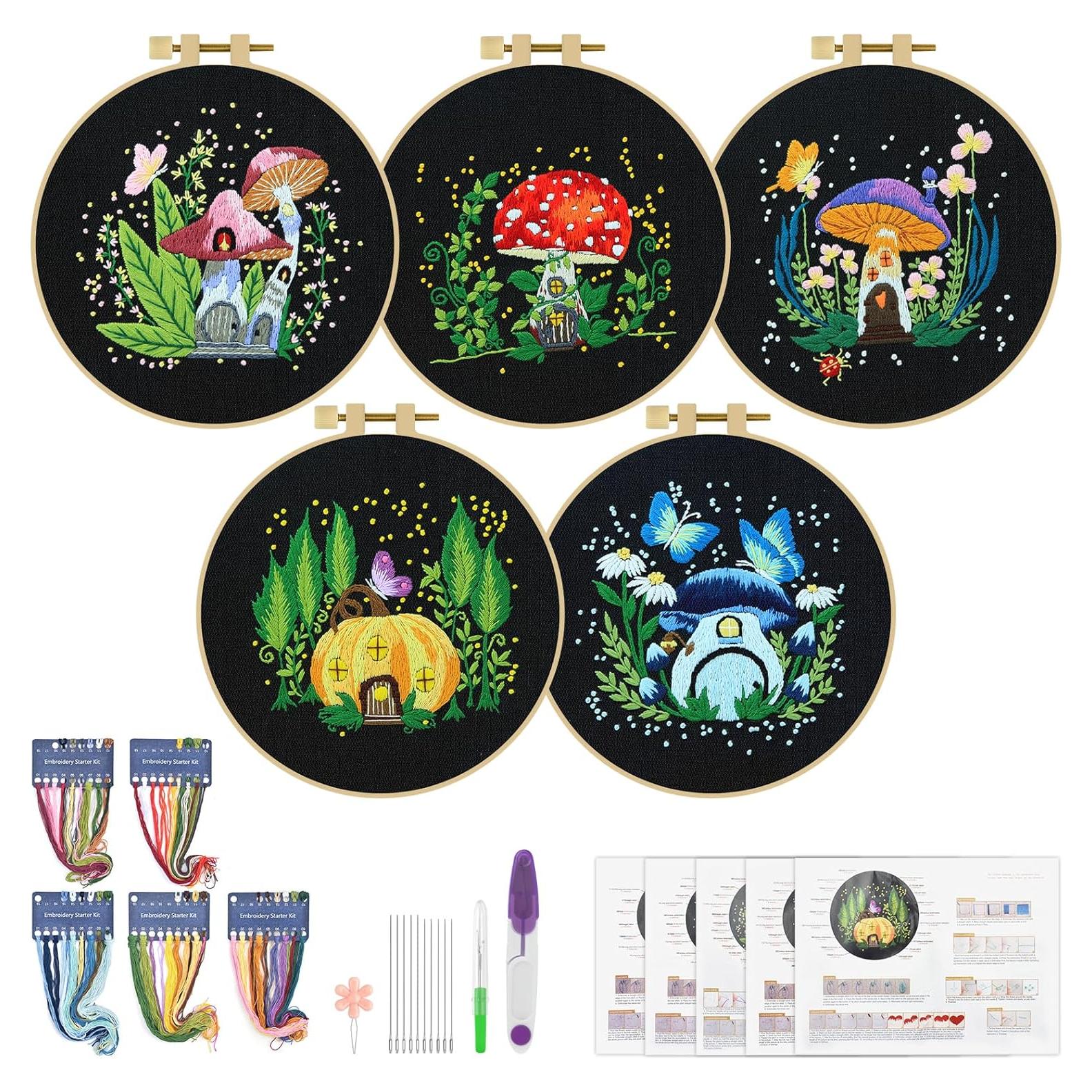 Kit de Bordado ERKOON para Principiantes - 5 Patrones y Accesorios