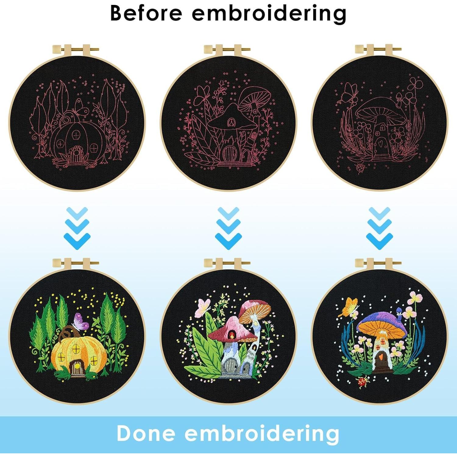 Kit de Bordado ERKOON para Principiantes - 5 Patrones y Accesorios