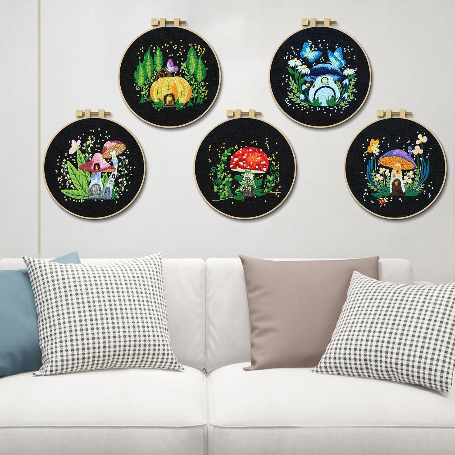 Kit de Bordado ERKOON para Principiantes - 5 Patrones y Accesorios