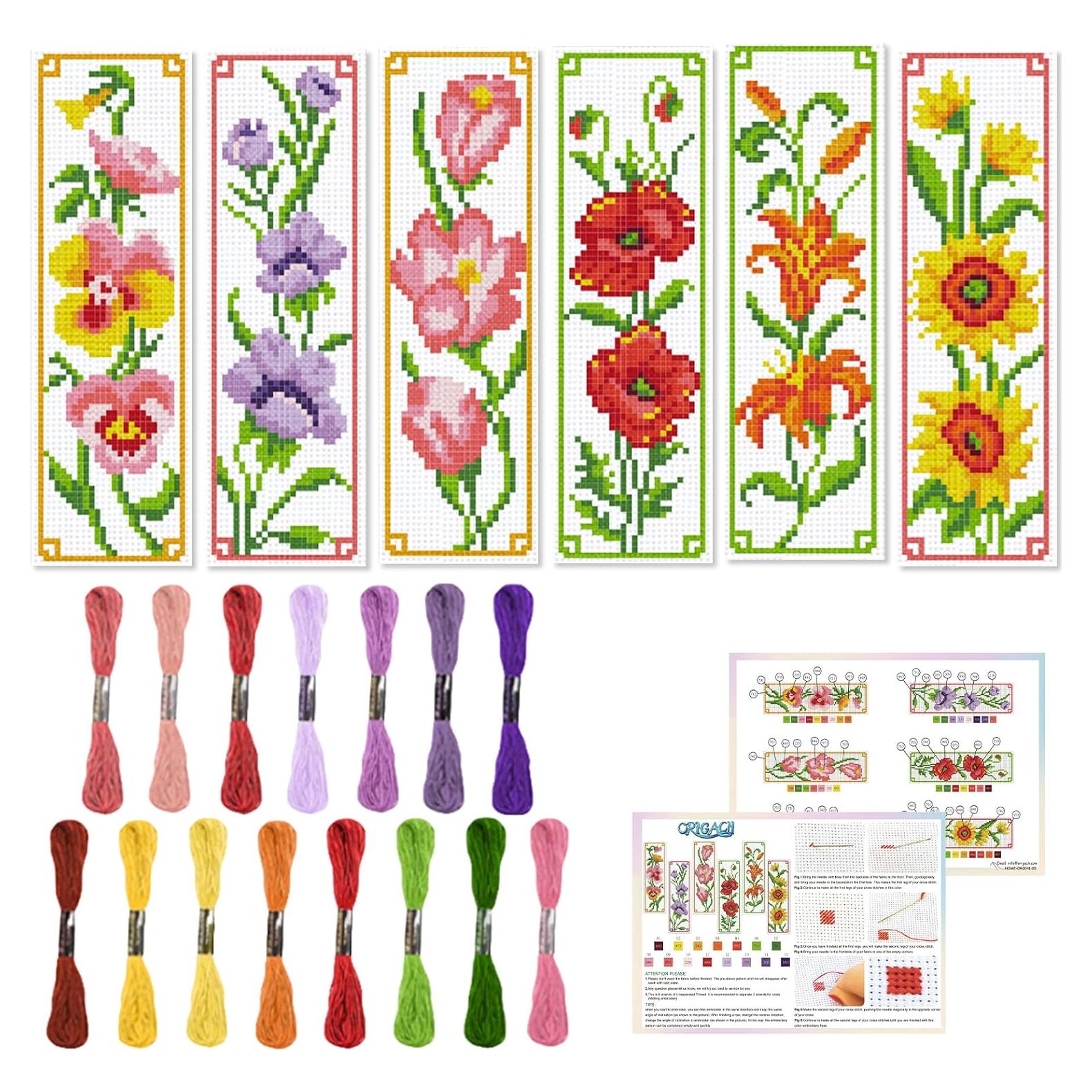 Kit de Marcadores de Punto de Cruz ORIGACH 6 Piezas Floral
