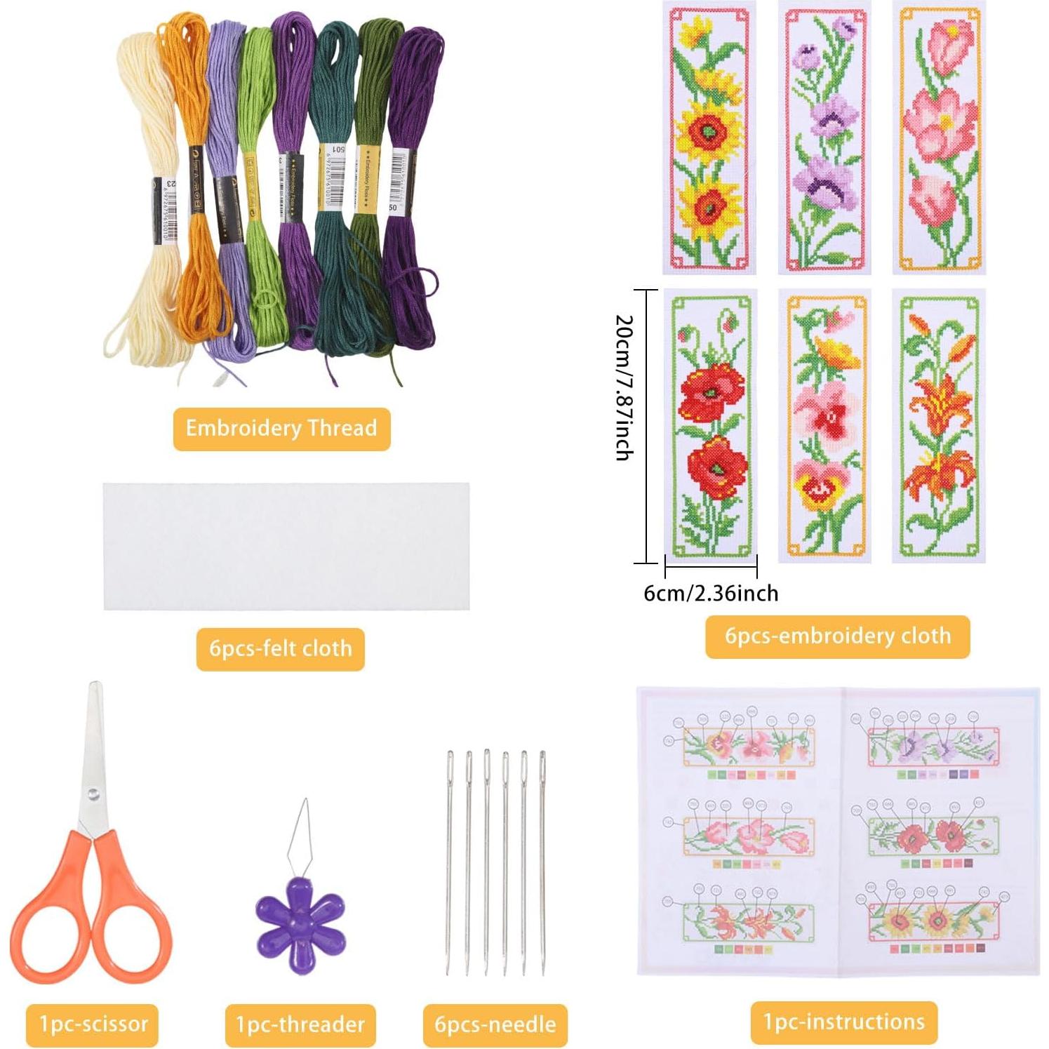 Kit de Marcadores de Punto de Cruz ORIGACH 6 Piezas Floral