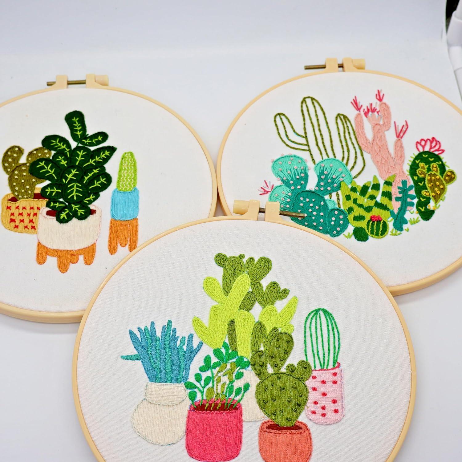 Kit de Bordado Highkick para Principiantes Cactus 3 Piezas