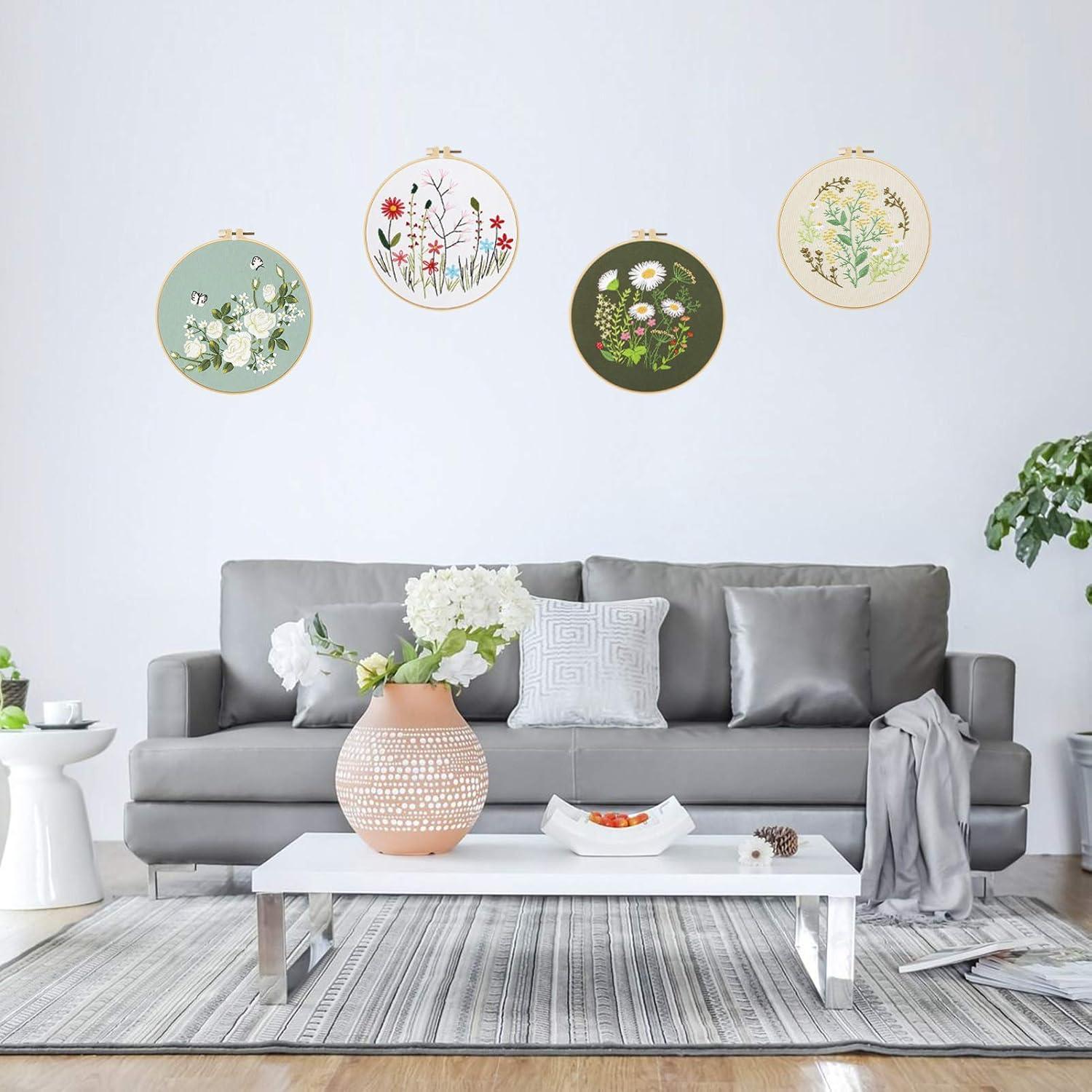 Kit de Bordado Picoey para Principiantes - 4 Patrones Florales