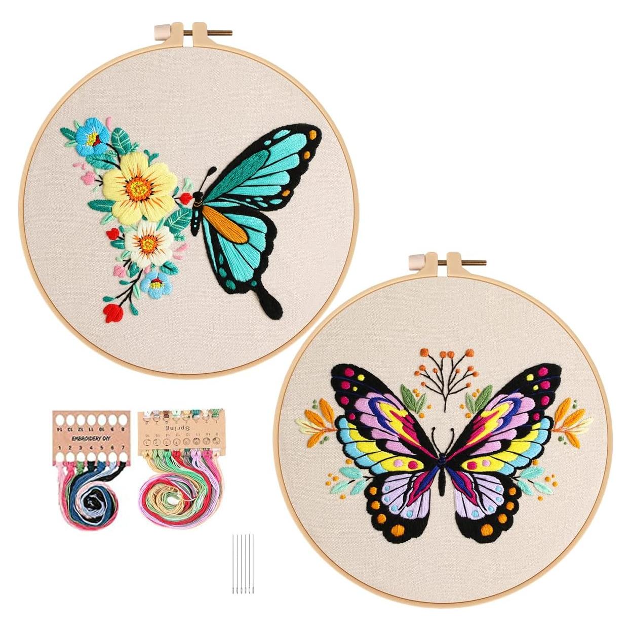 Kit de Bordado Konrisa Mariposa y Flor para Principiantes